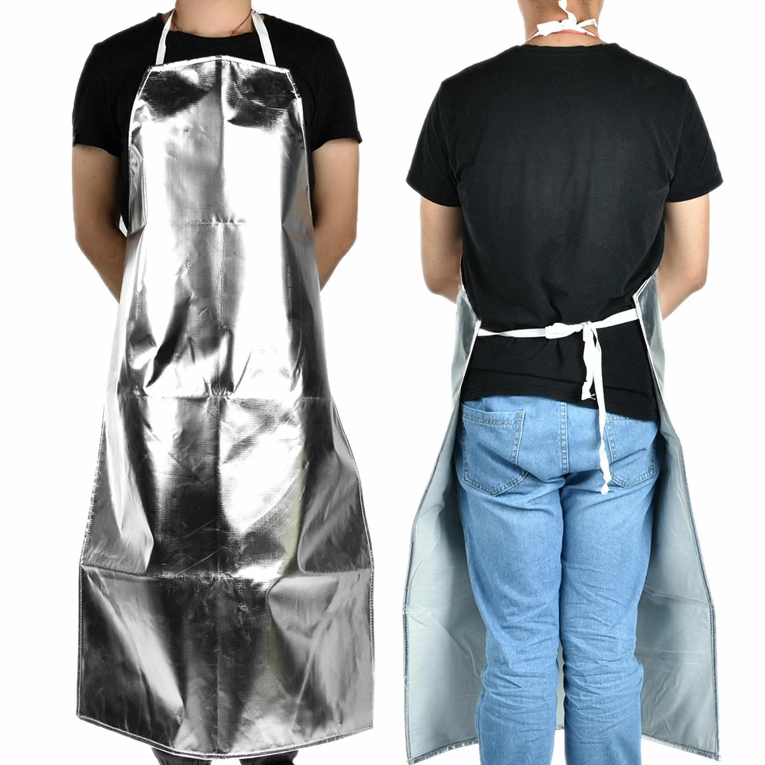 1000°C żaroodporny Fartuch z Folii Aluminiowej Fartuch Roboczy w Wysokiej Temperaturze Domowy Fartuch do Grillowania Przemysł Odlewniczy lub do Gotowania