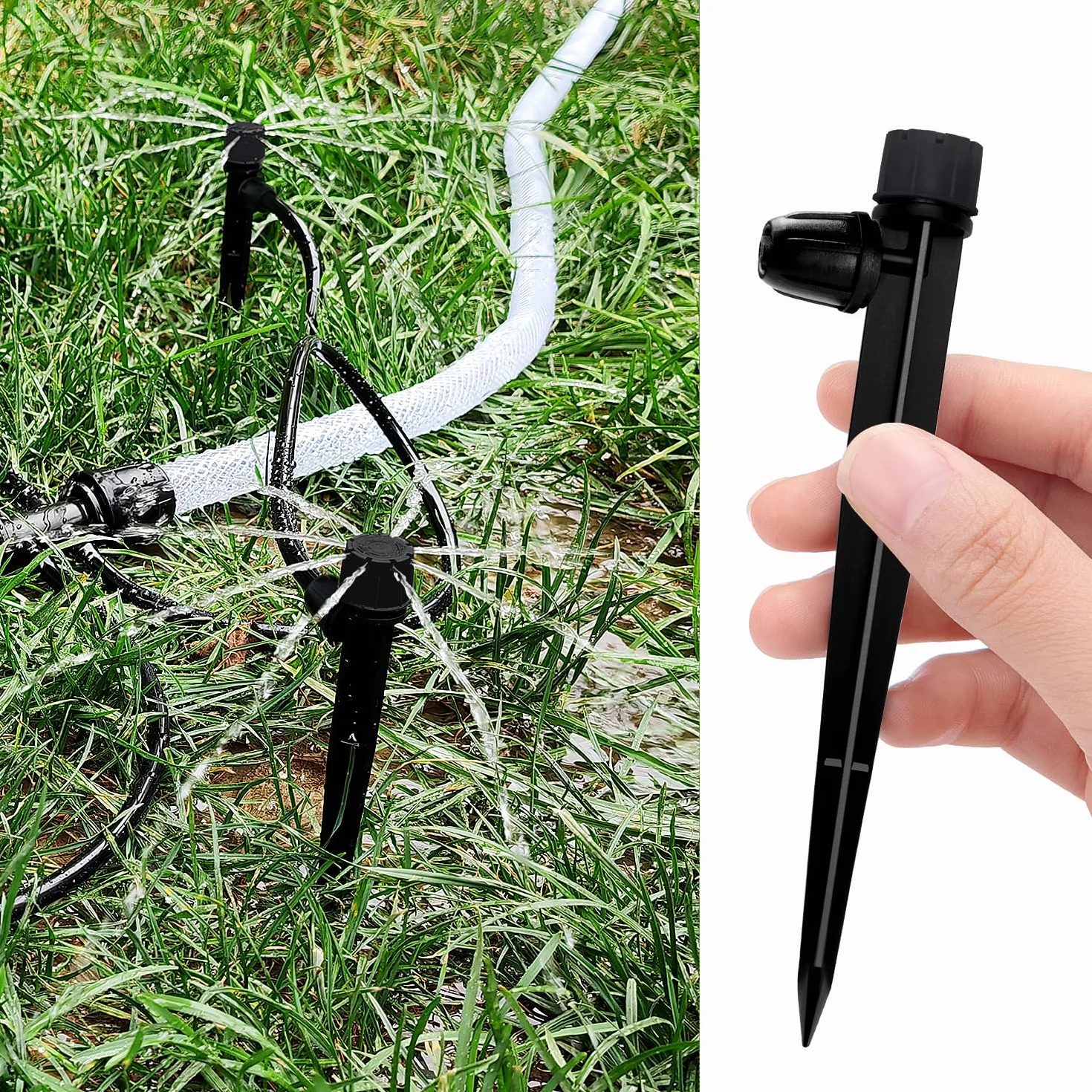 VooGenzek 20 Sztuk Kroplownik do Systemu Nawadniania 4/7mm 360 Stopni Regulowany Czarny