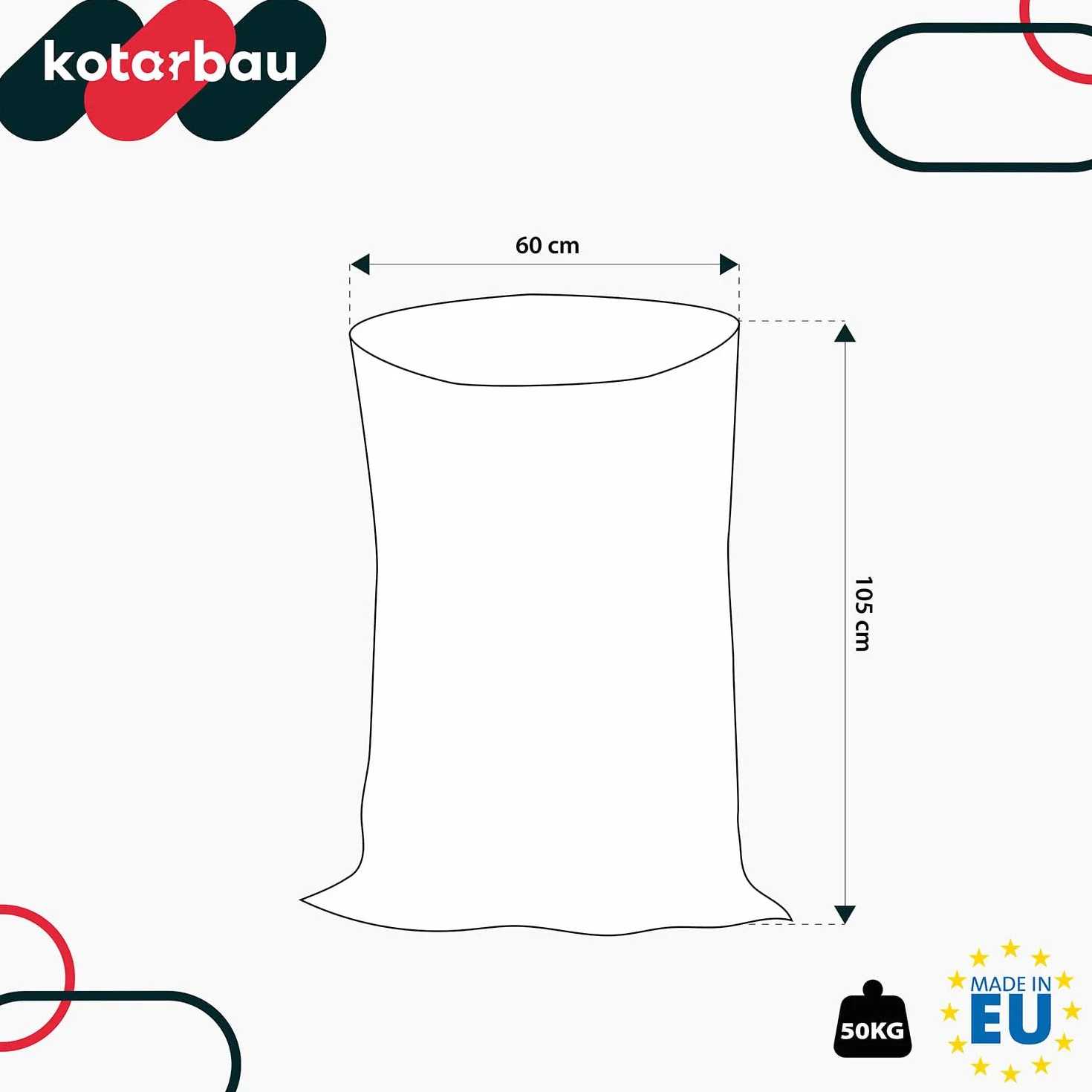 KOTARBAU® Zestaw 20 worków z tkaniny PP 65 x 105 cm 50 kg białe