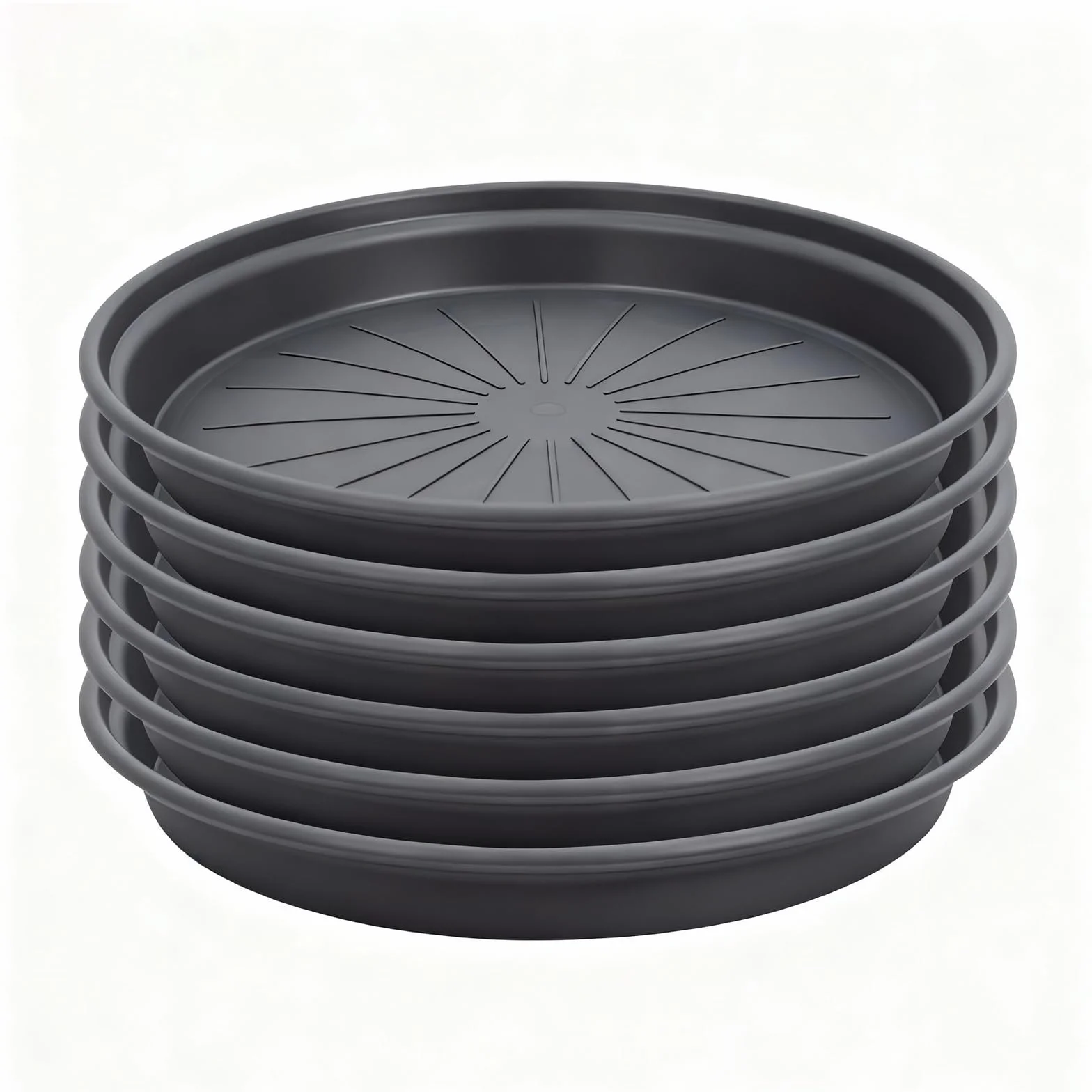 Bamworld 6 szt. podstawek pod donice, 30 cm mocne plastikowe podstawki pod rośliny, tacki do kroplowań i tacki do doniczenia do roślin domowych, czarne podstawki pod donice (30 cm)