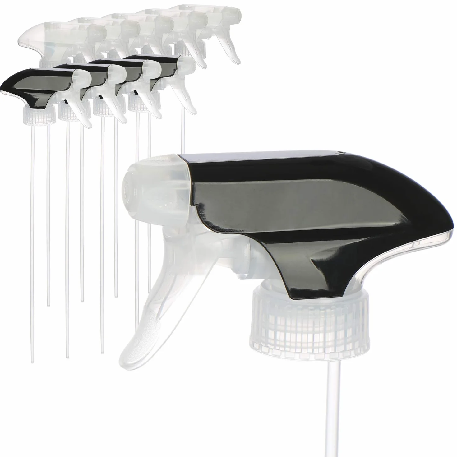 COM-FOUR® Nasadka natryskowa 10x do butelek z rozpylaczem - glowica natryskowa wykonana z tworzywa sztucznego z recyklingu - opryskiwacz z gwintem 28/400 (przezroczysty/czarny)