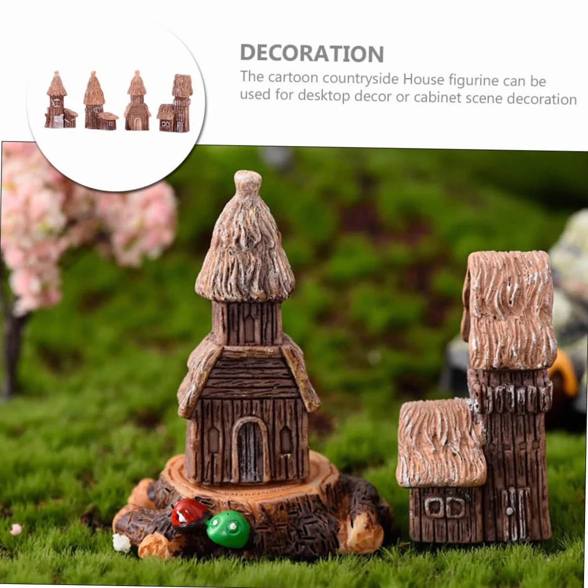 Mipcase Dekoracja Ogrodowa Domek Miniaturowy Domek Wróżek Żywica Dekoracyjna Ozdoba