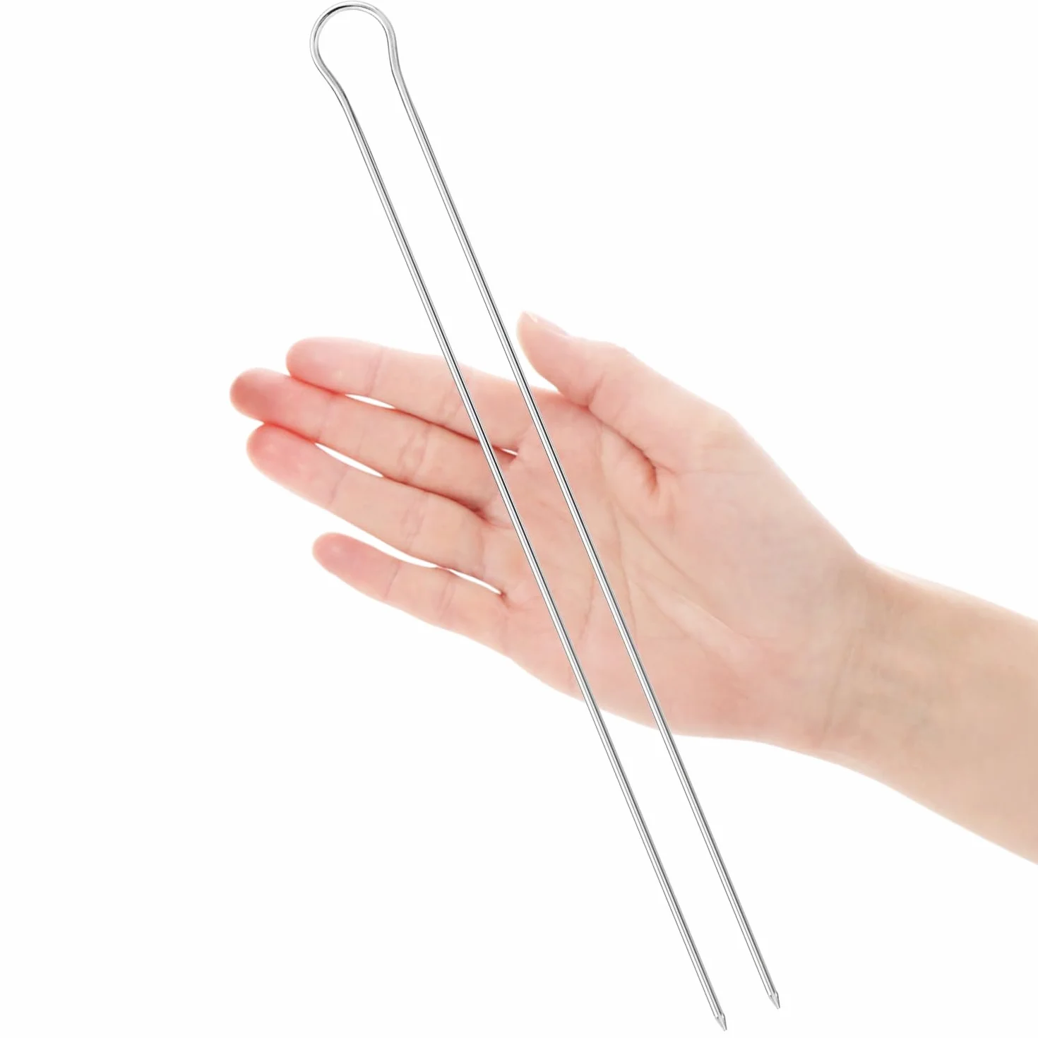 COM-FOUR podwójne szaszłyki grillowe ze stali nierdzewnej 31 cm 10 sztuk