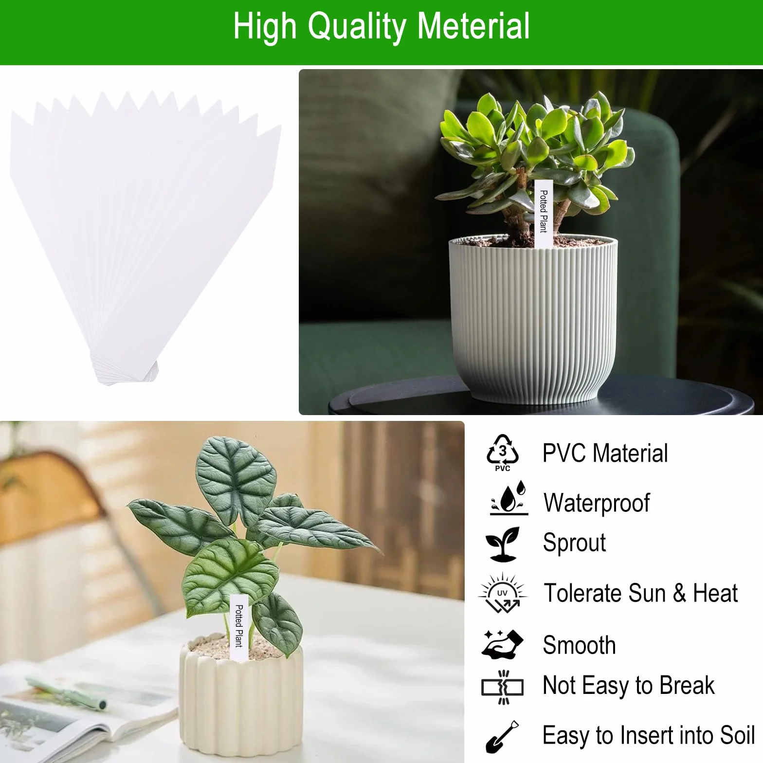200 szt. 10 x 2 cm Etykiety Rośliny Plastikowe etykiety do roślin Ogrodnictwo zewnętrzne Markery ogrodowe Wielokrotnego użytku do sadzonek nasion roślin i ziół Biały