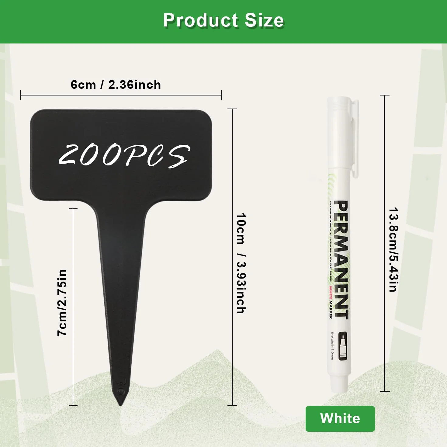 200 sztuk plastikowych tabliczek na rośliny, czarne, 10 x 6 cm, odporne na warunki atmosferyczne, wtyki do opisywania roślin z 1 markerem, tabliczki kwiatowe wielokrotnego użytku, do użytku na