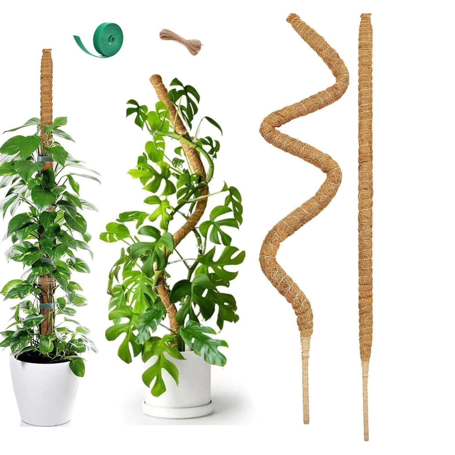 60 cm x 2 sztuki – giętka pałeczka do mchu, zestaw 4 sztuk, pomoc w chorobie kokosowej do wielu doniczek i sadzonek bluszczu (60 cm x 2)