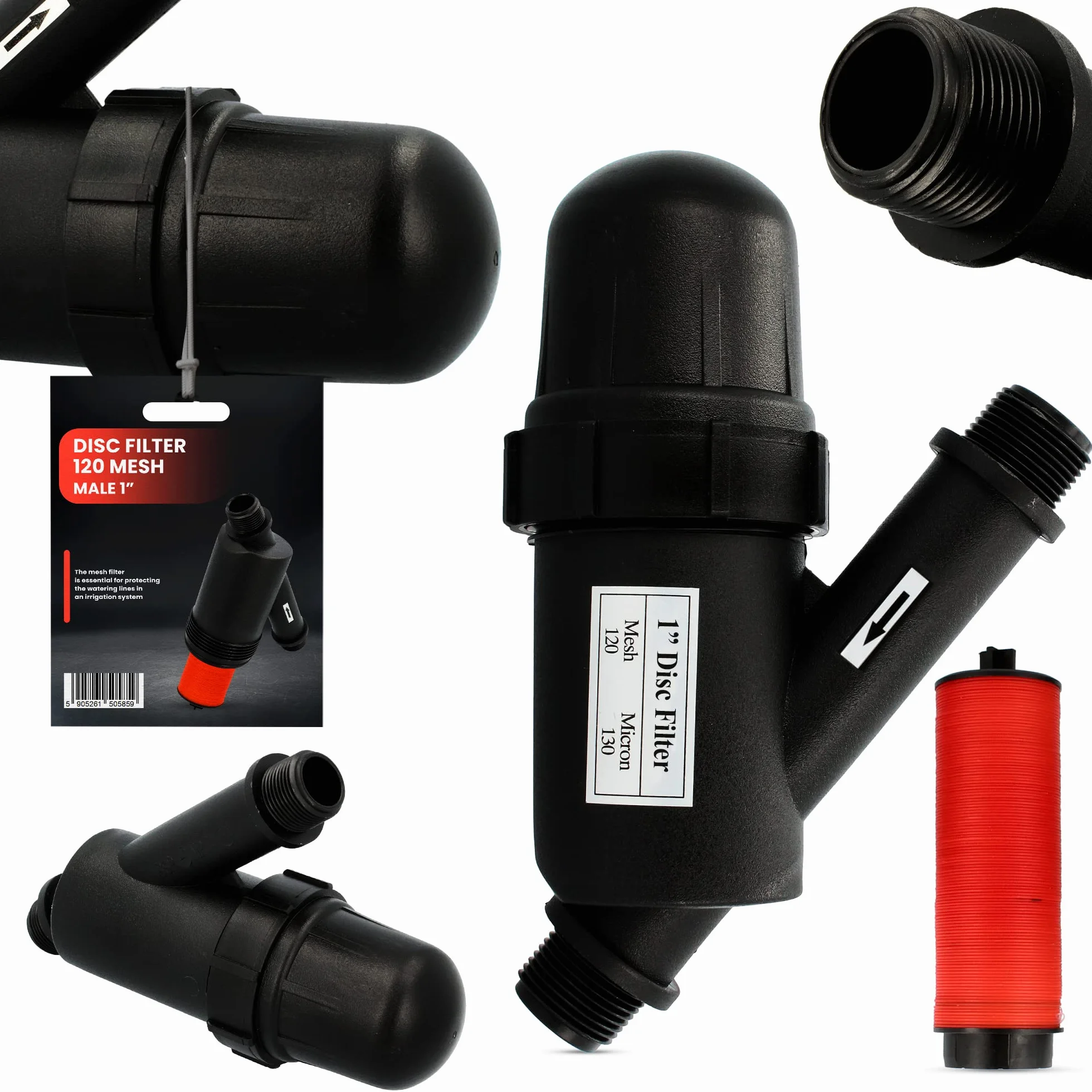 Instalguru Filtr tarczowy, filtr nawadniający 120 MESH 1" AG filtr do wody, nawadnianie kropelkowe, prace ogrodowe, rolnictwo, filtry, system zraszania, filtr do pompy wodnej, filtr hydroforowy, akcesoria ogrodowe