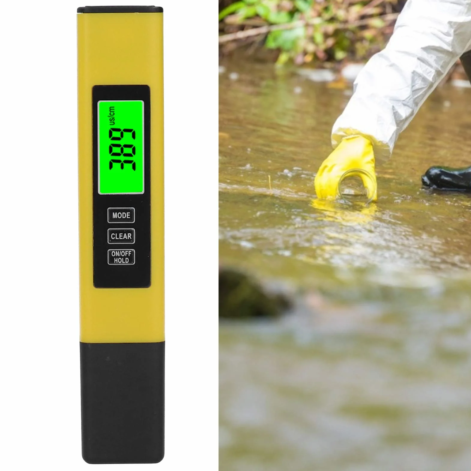 Cyfrowy Tester Wody 3 w 1 TDS PH EC Temperatura 0-9999 PPM z Podświetlanym Ekranem