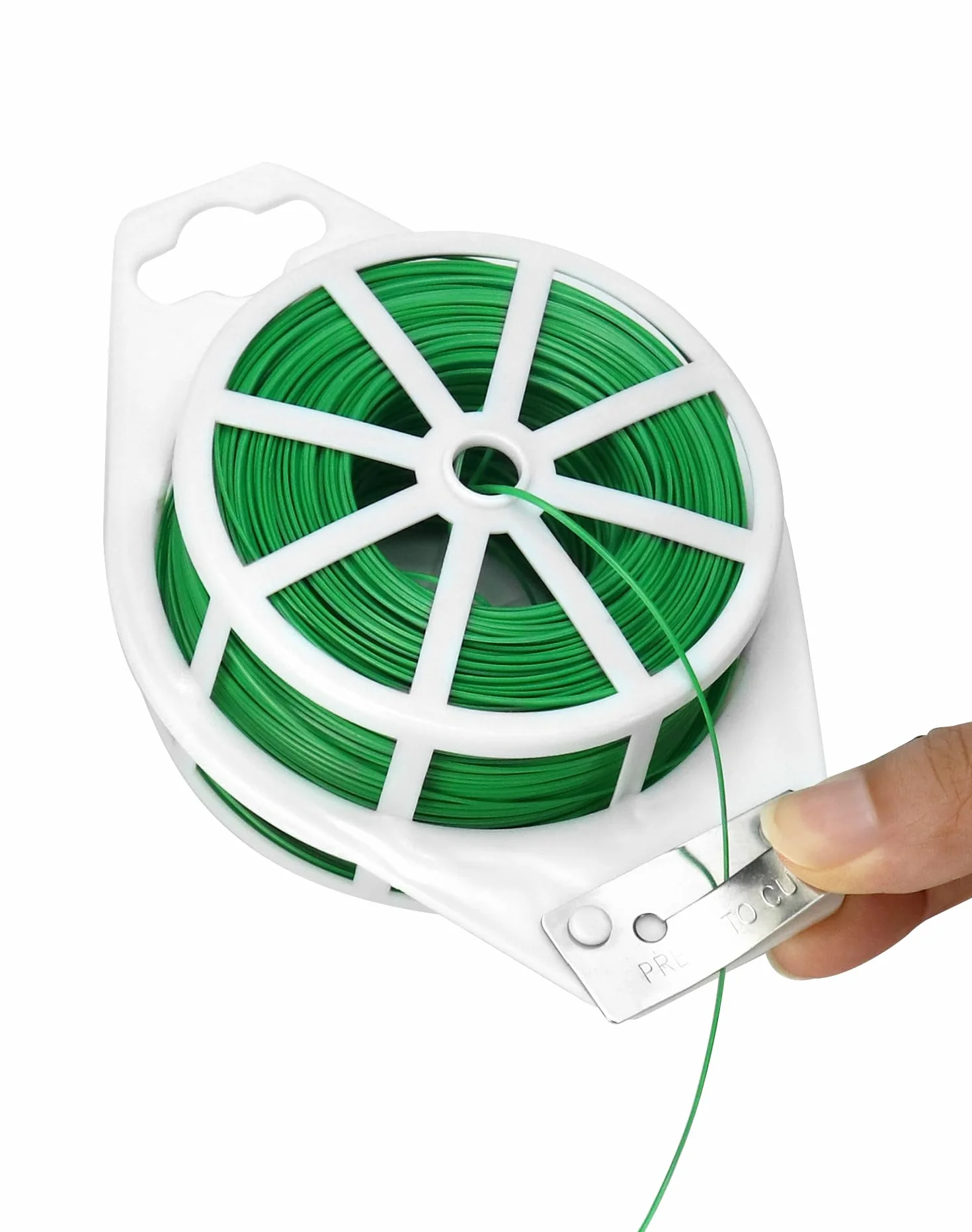 QWORK® Plant Wire Zielony drut wiążący z wbudowanym przecinakiem 200m do roślin, kwiatów, organizowania linii danych