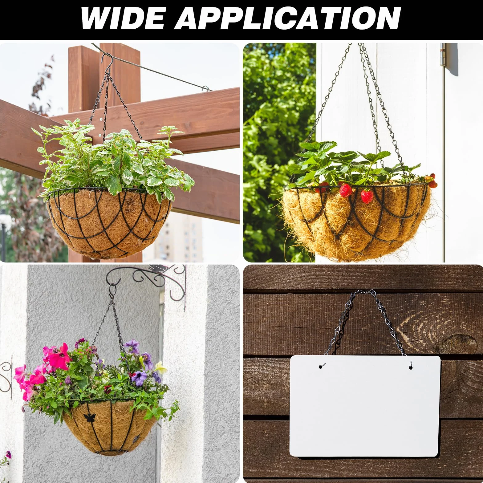 Ouligay 6 sztuk metalowych łańcuchów wiszących 50 cm, metalowy łańcuch do zawieszenia, czarny łańcuch na doniczkę, metalowy łańcuch do doniczki, domku dla ptaków, latarni, tablicy billboardowej