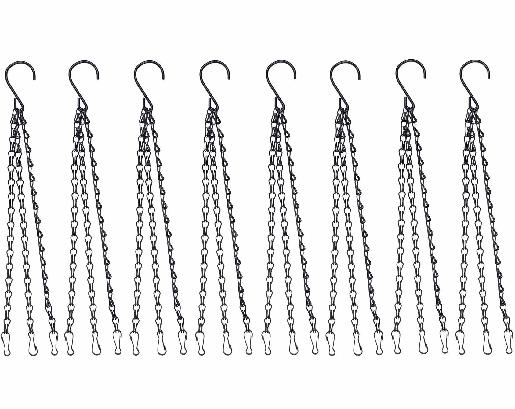 Wiszący łańcuszek z klipsem 40 cm metalowy 3-nogi wieszak na kosz czarny