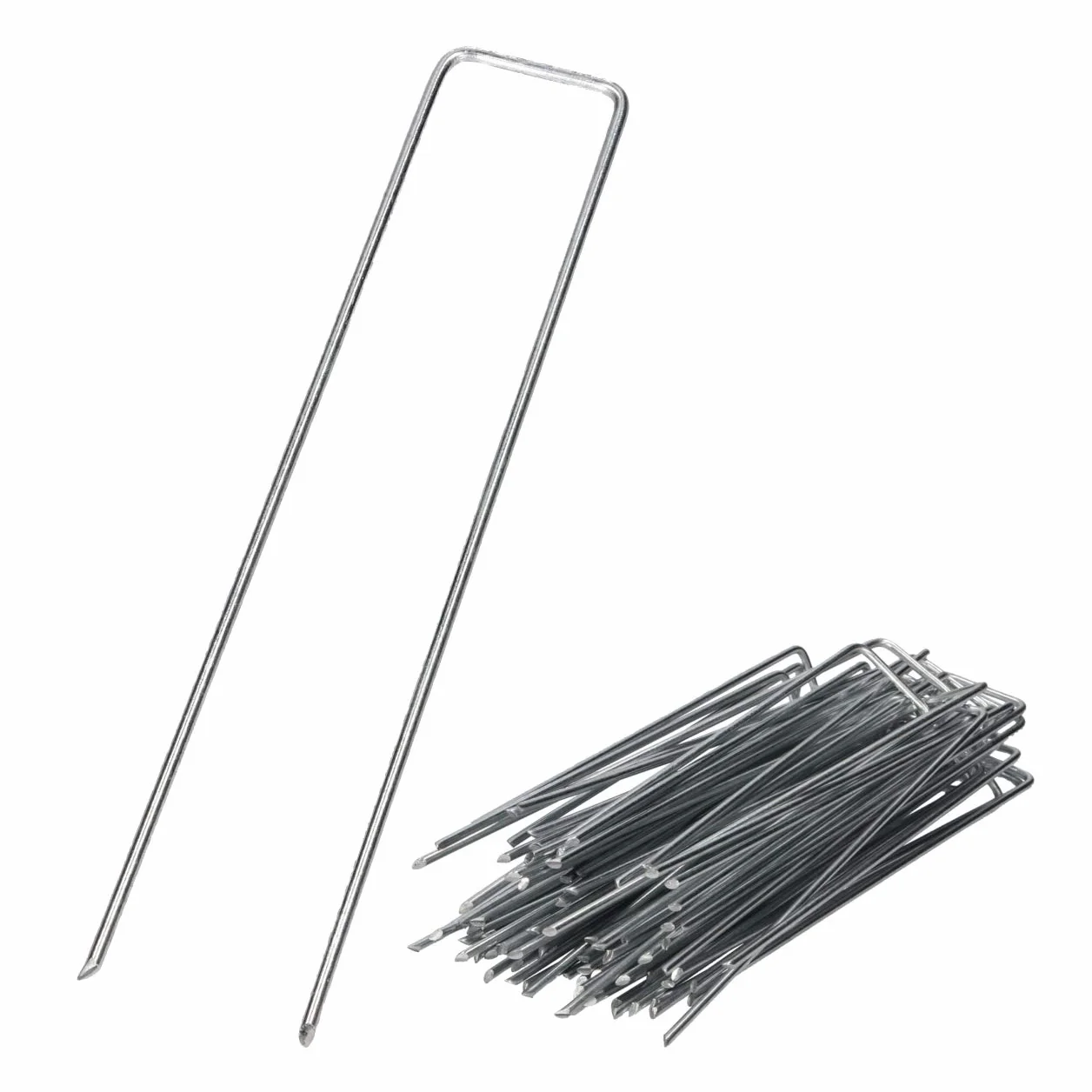 GARDENIX Zestaw 100 kotew uziemiających z drutu stalowego ocynkowanego IronPeg 150 x 30 mm - średnica 3 mm do zabezpieczania tkanin antykorozyjnych, siatek, plandek podłogowych, siatki drucianej