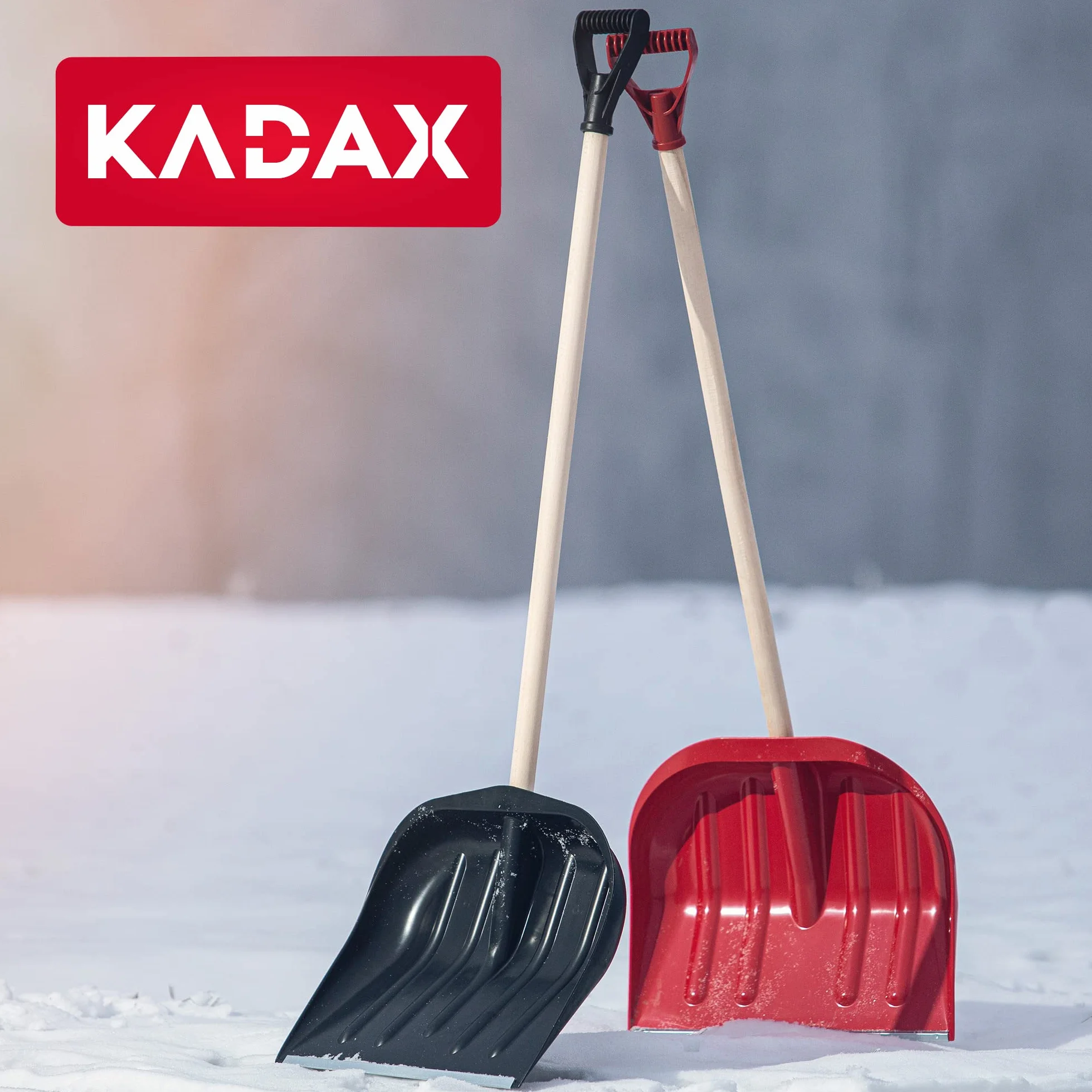 KADAX Łopata do śniegu 46 x 39,5 cm, szufla do śniegu bez trzonka, odśnieżarka z krawędzią z blachy cynkowej, szufla do śniegu z tworzywa sztucznego, odśnieżarka (1, czarna)