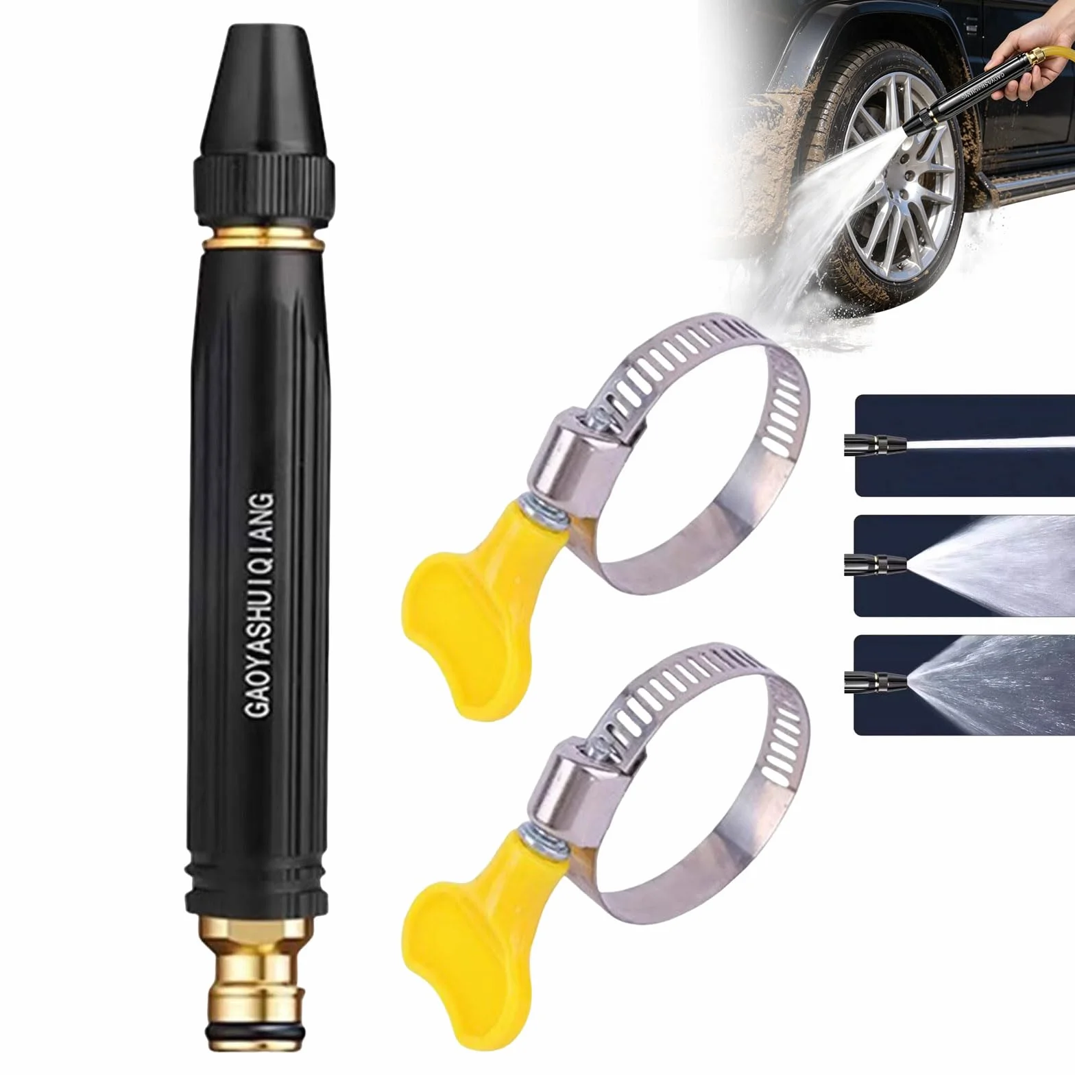 Power Jet pistolet wysokociśnieniowy do węża ogrodowego, trzy tryby spryskiwania ze zbiornikiem na pianę, pistolet wysokociśnieniowy ze stali nierdzewnej, pompa High Pressure Garden do czyszczenia