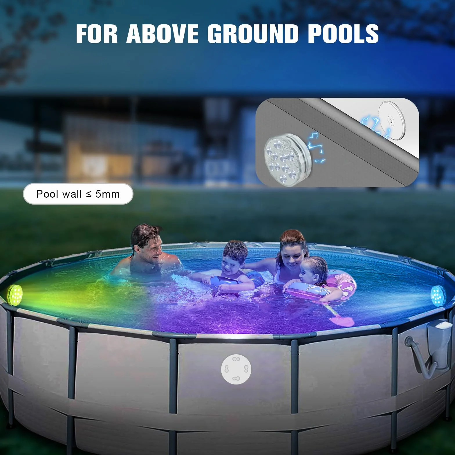 Qoolife USB Rechargeable Underwater Light Wireless Signal WRGB 3.3" Magnetic Colourful LED Submersible Lights for Bathtub, Aquarium, Pool, Pond, Decor, Spa, Christmas -1 sztuka