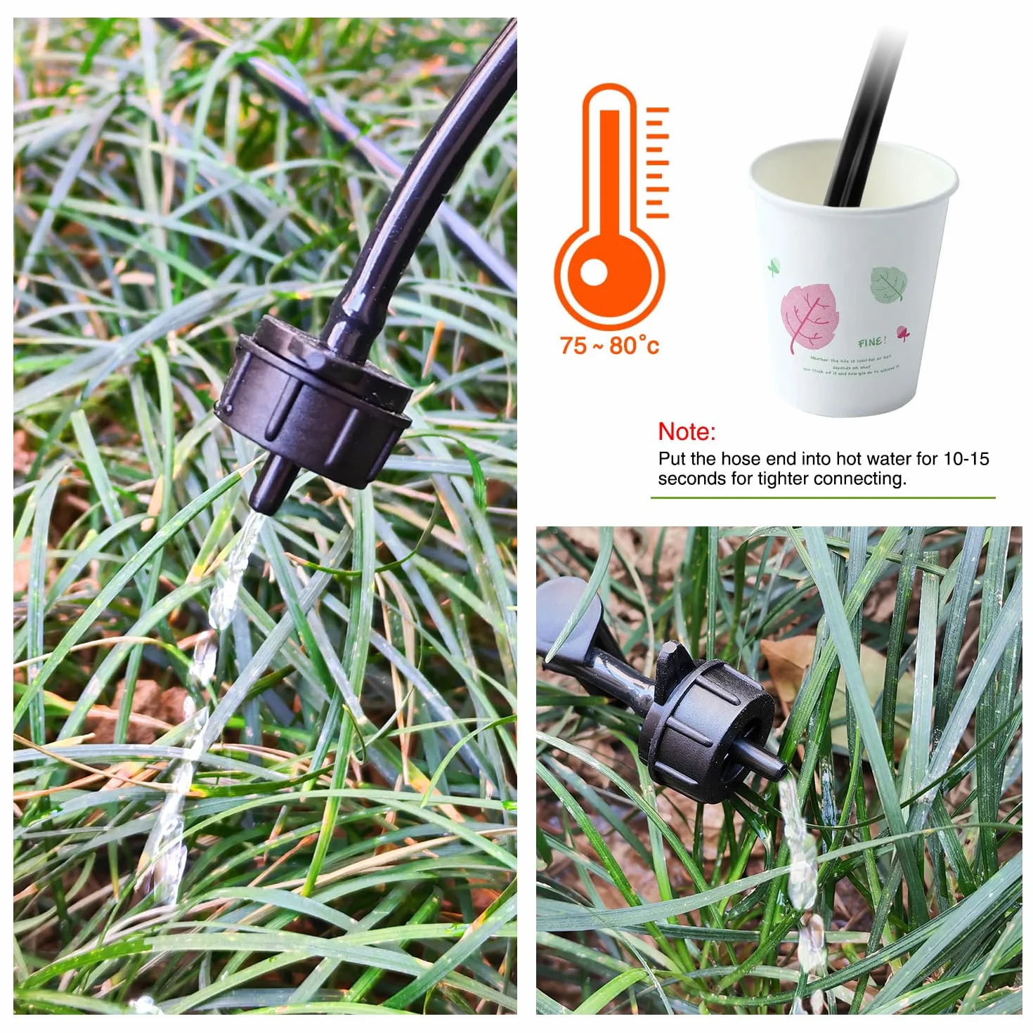 VooGenzek 50 Sztuk 1 GPH Kroplownik Równoważący Ciśnienie, 1/4 Calowe Plastikowy Strumień Kroplowy do Nawadniania, Kroplownik do Nawadniania Ogrodu, do Ogrodu, Trawnika, 4L
