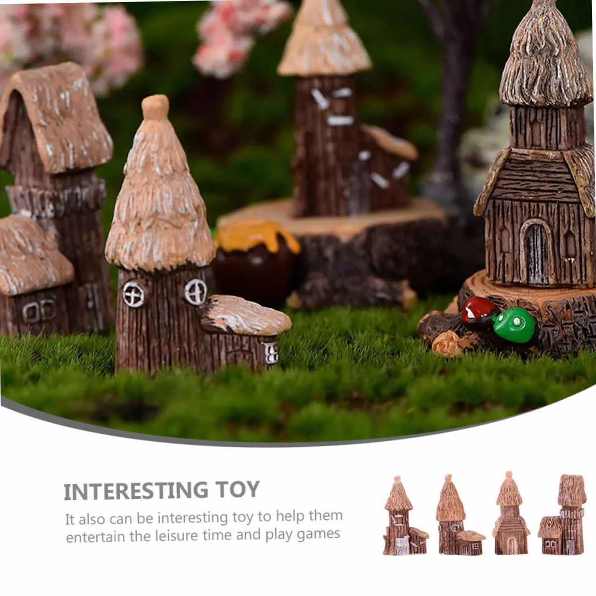 Mipcase Dekoracja Ogrodowa Domek Miniaturowy Domek Wróżek Żywica Dekoracyjna Ozdoba