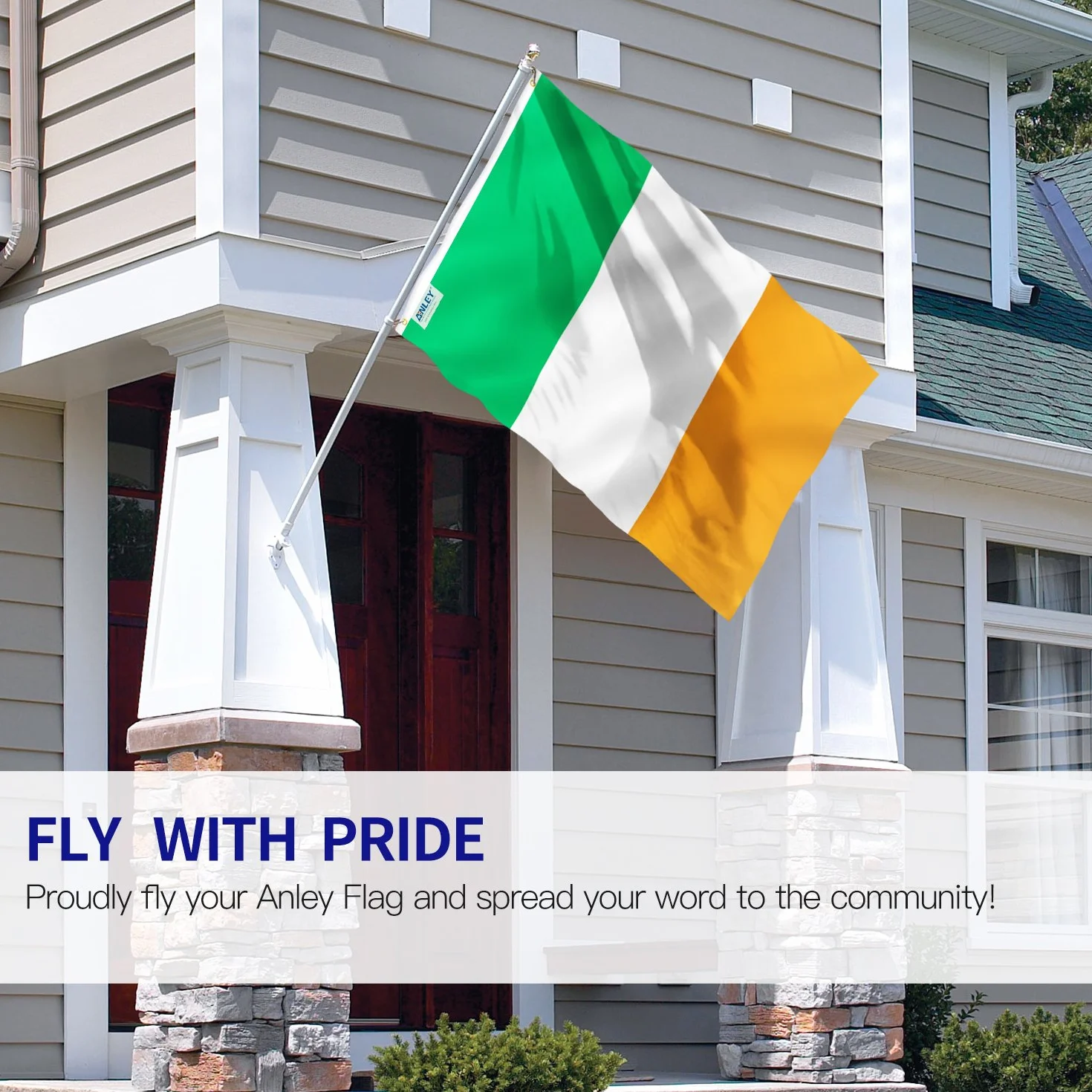 Flaga Irlandii Anley Fly Breeze 3x5 stóp - Żywy kolor i odporna na blaknięcie - Płócienna Nagłówek i podwójne szycie - Irlandzkie flagi narodowe Poliester z mosiężnymi przelotkami 3 x 5 stóp