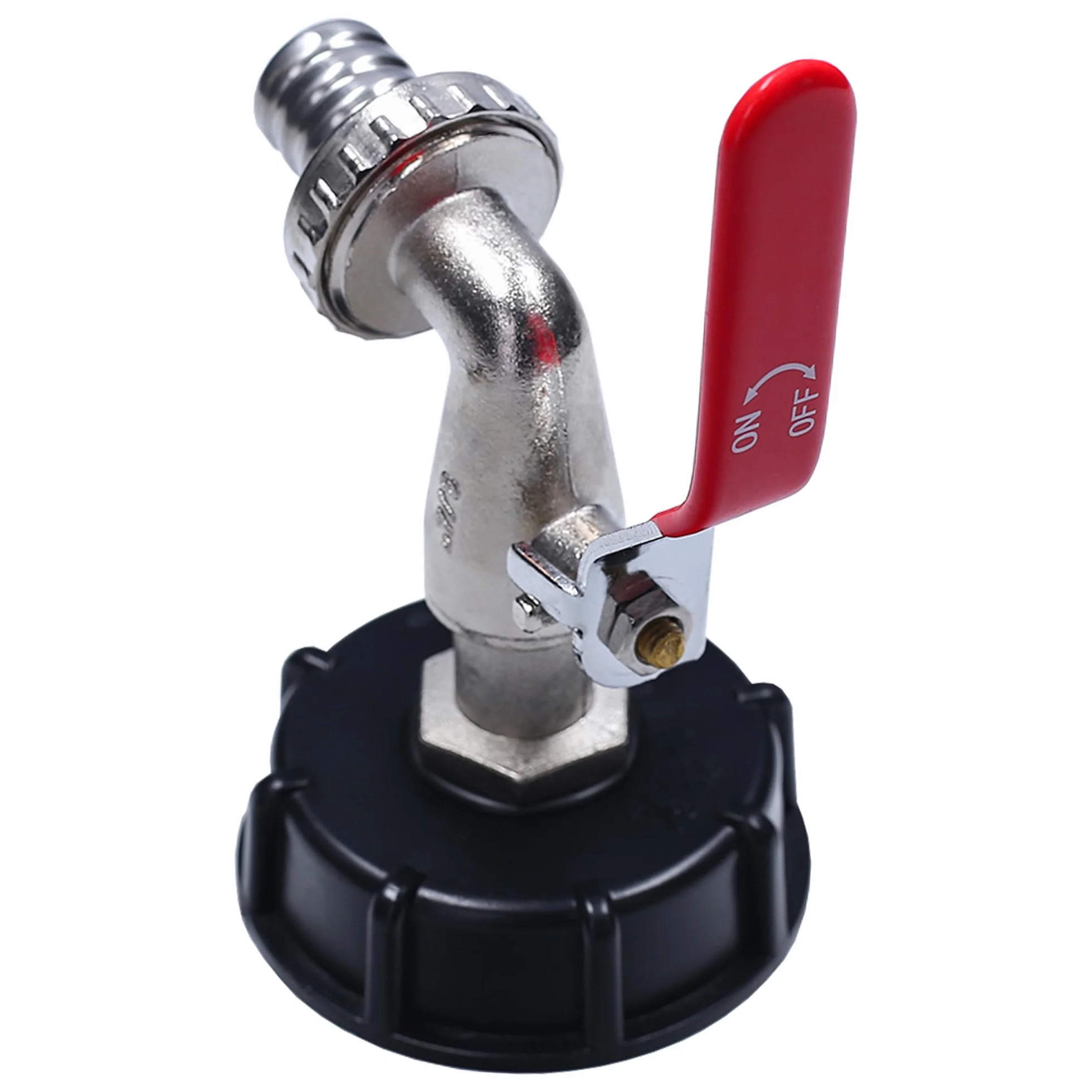 Kran Wylotowy do Zbiornika IBC Zawór Kulowy 3/4 Cala do Węża Ogrodowego 3/4‘’ | Adapter do Zbiornika 1000 L Gwint 60X6 Ok. 61mm Średnica | Wysokiej Jakości Szczelny Mosiężny Kran