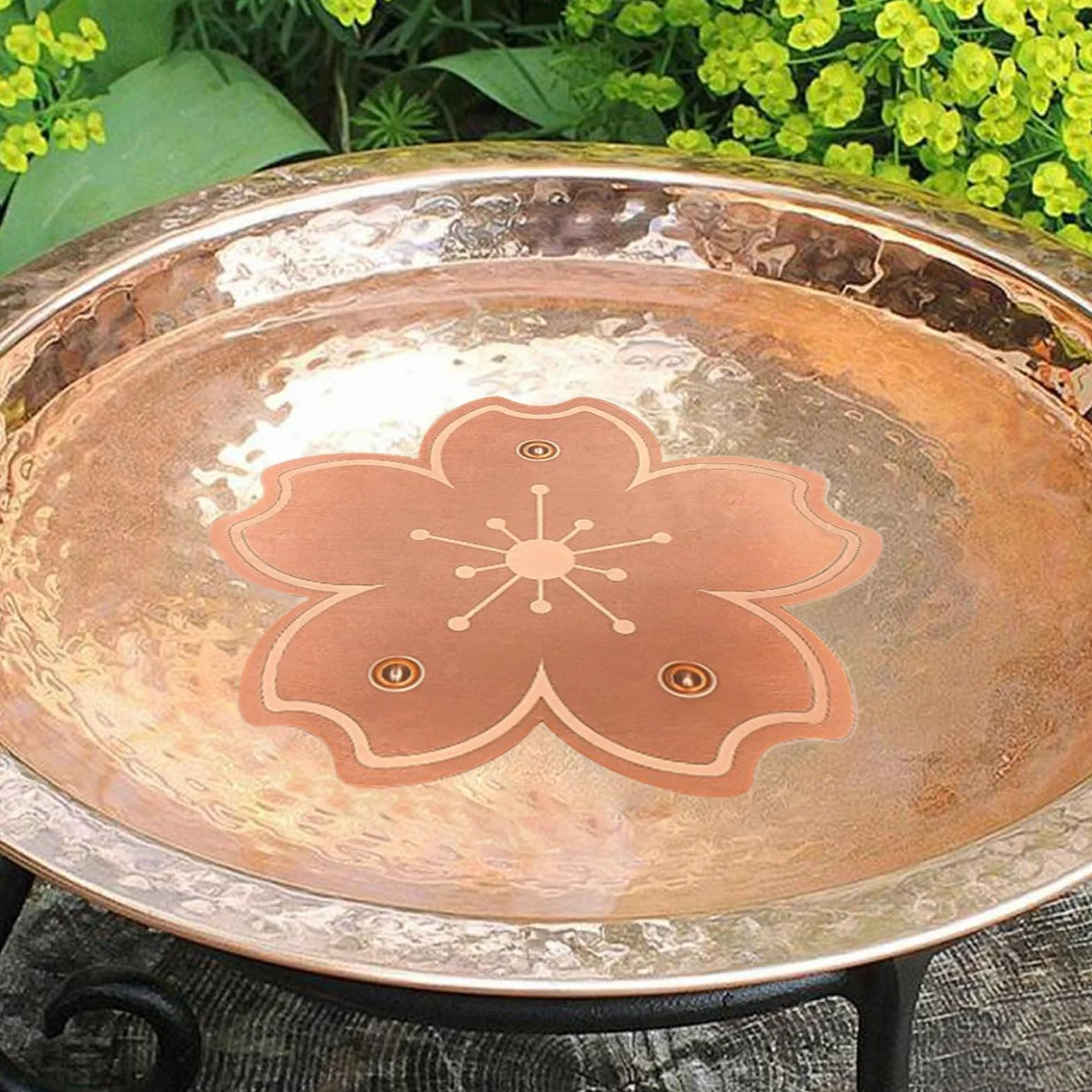 Bird Bath Disc, Copper Purification Plate, Birdbath Cleaner with Triple-Point Support for Garden, Yard, Patio, Nature Exhibits, Landscaping, and Park Water Bowl Maintenance