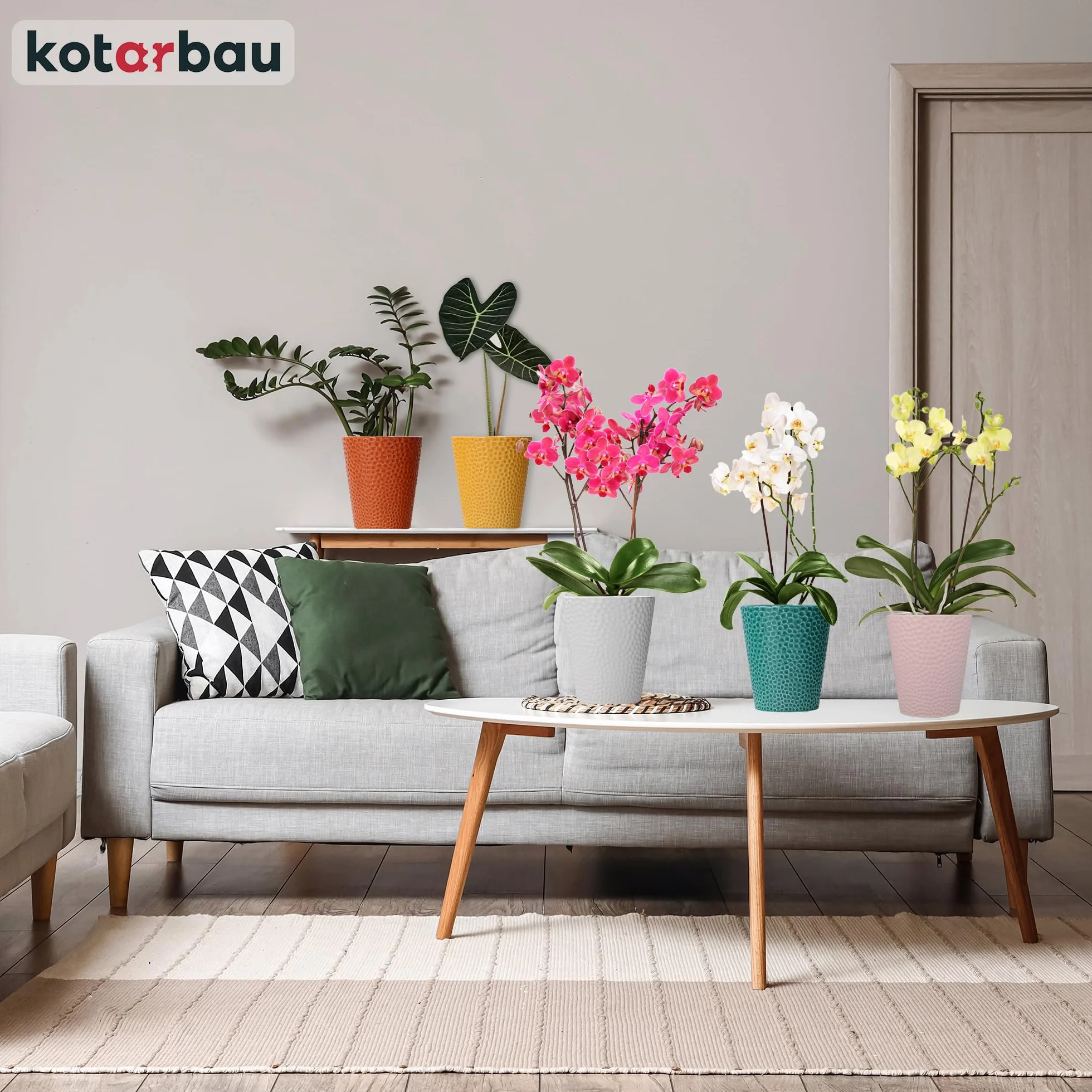 KOTARBAU® 2 szt. Donica Turkusowa ⌀ 12 cm x 15 cm Doniczka Ceramiczna Szkliwiona Doniczka na Storczyki i inne Rośliny Osłonka na Kwiaty