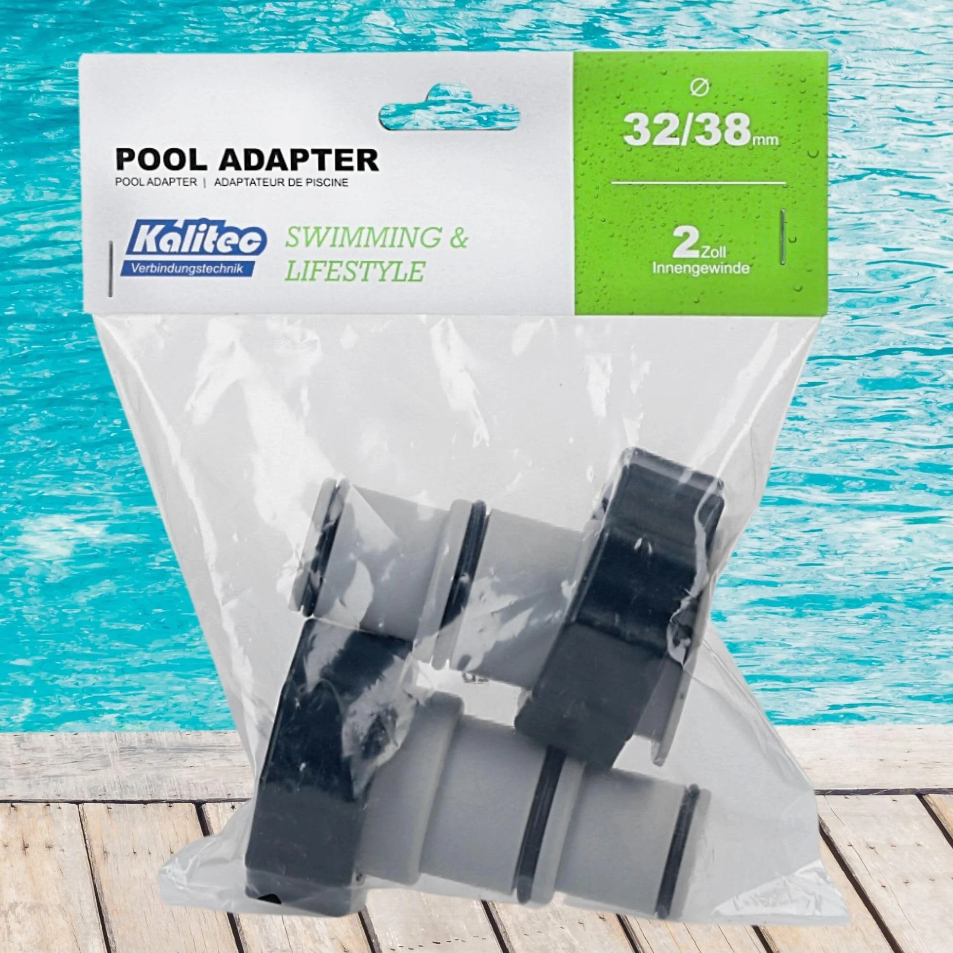 Kalitec Adapter Basenowy A 38 mm 32 mm do Gwintu Wewnętrznego 2 Cale Zestaw 2 szt.