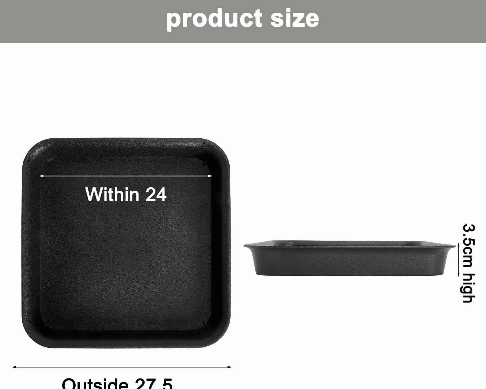 Plastikowe podstawki pod doniczki 29x29 cm czarne zestaw 4 sztuk