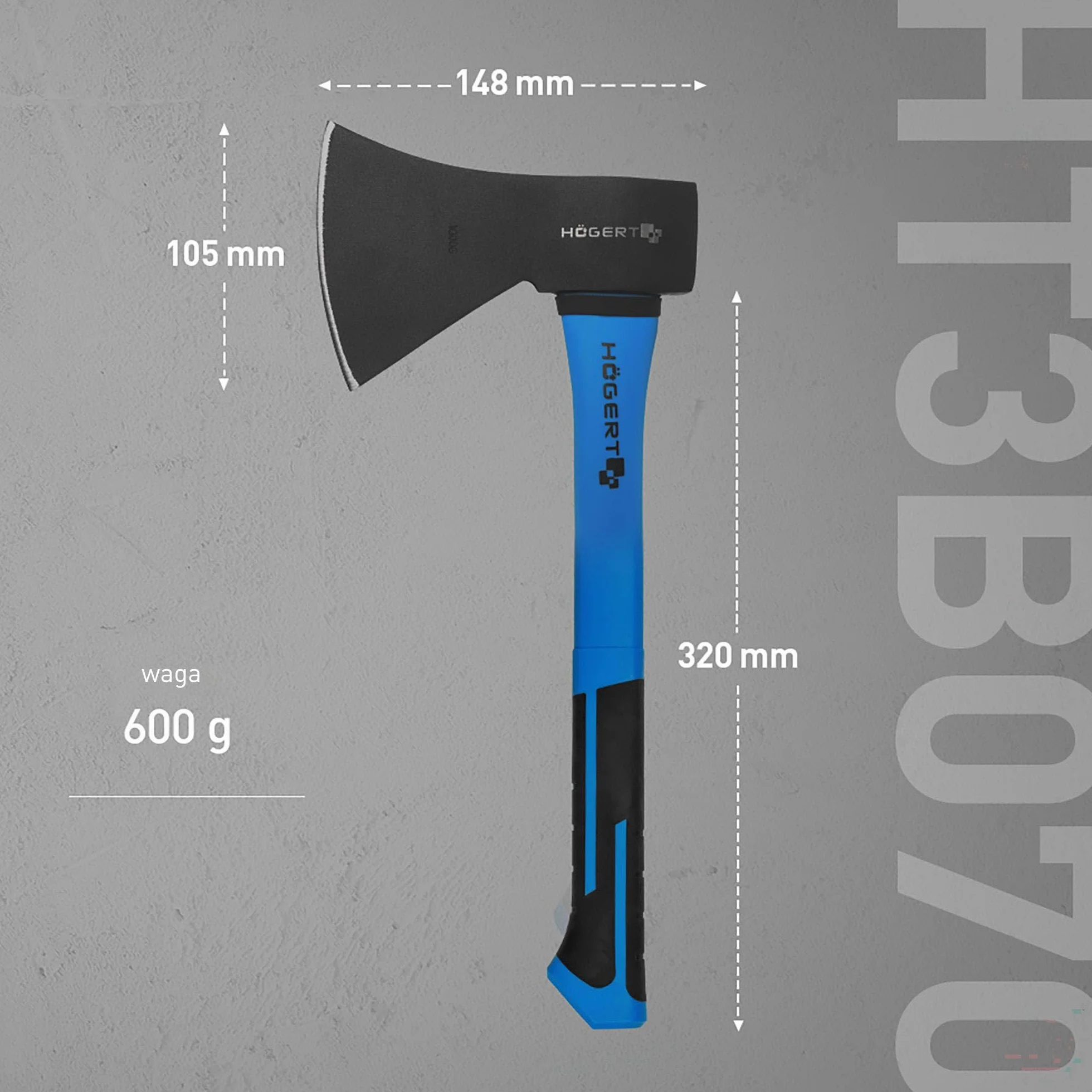 HÖGERT TECHNIK Siekiery 600 g z trzonkiem z włókna szklanego – uniwersalna siekiera do rozłupywania i siekania, ergonomiczny, antypoślizgowy uchwyt, hartowane ostrze siekiery 47-55 HRC, trzonek z