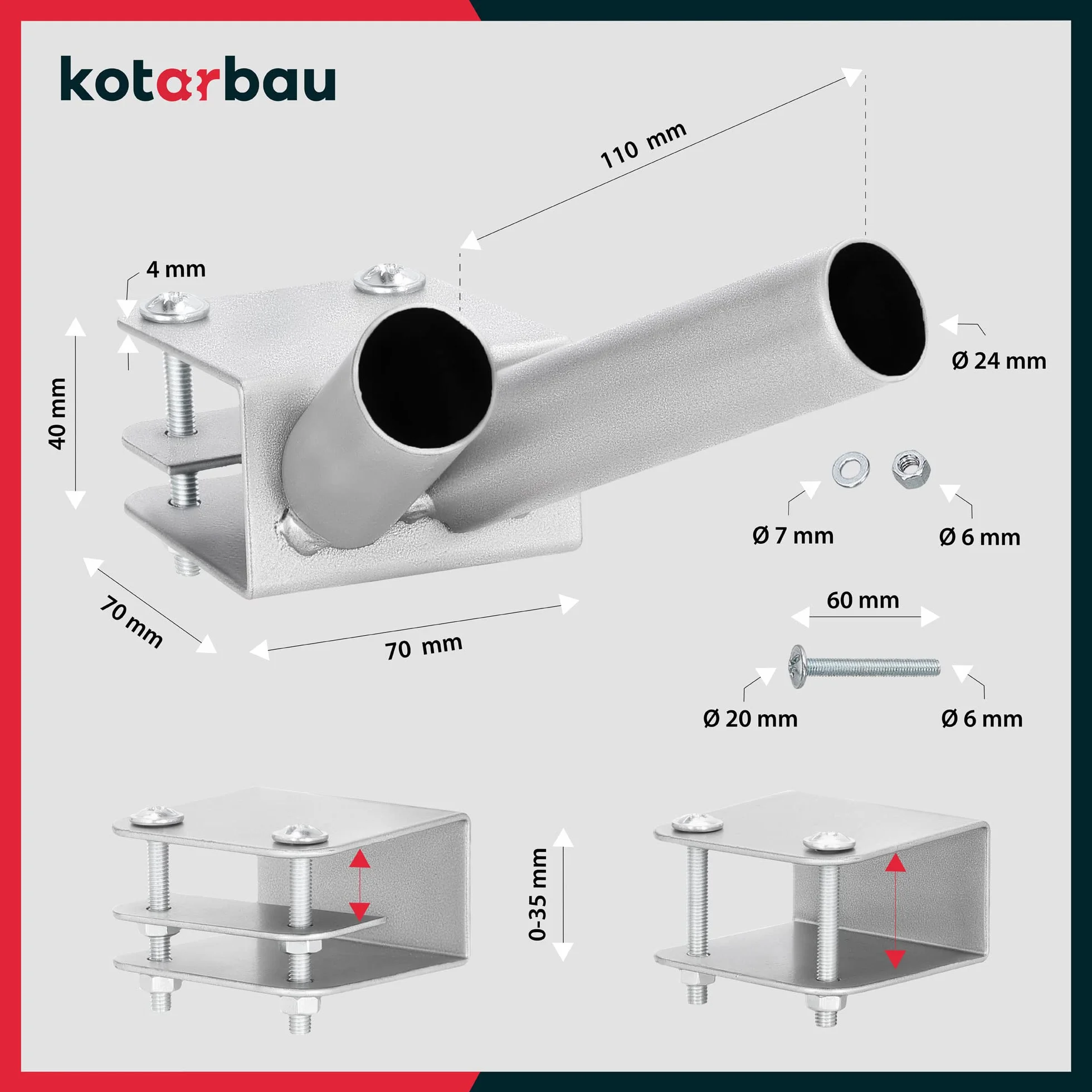 KOTARBAU® Uchwyt Flag Prosty podwójny Balustradowy Popiel