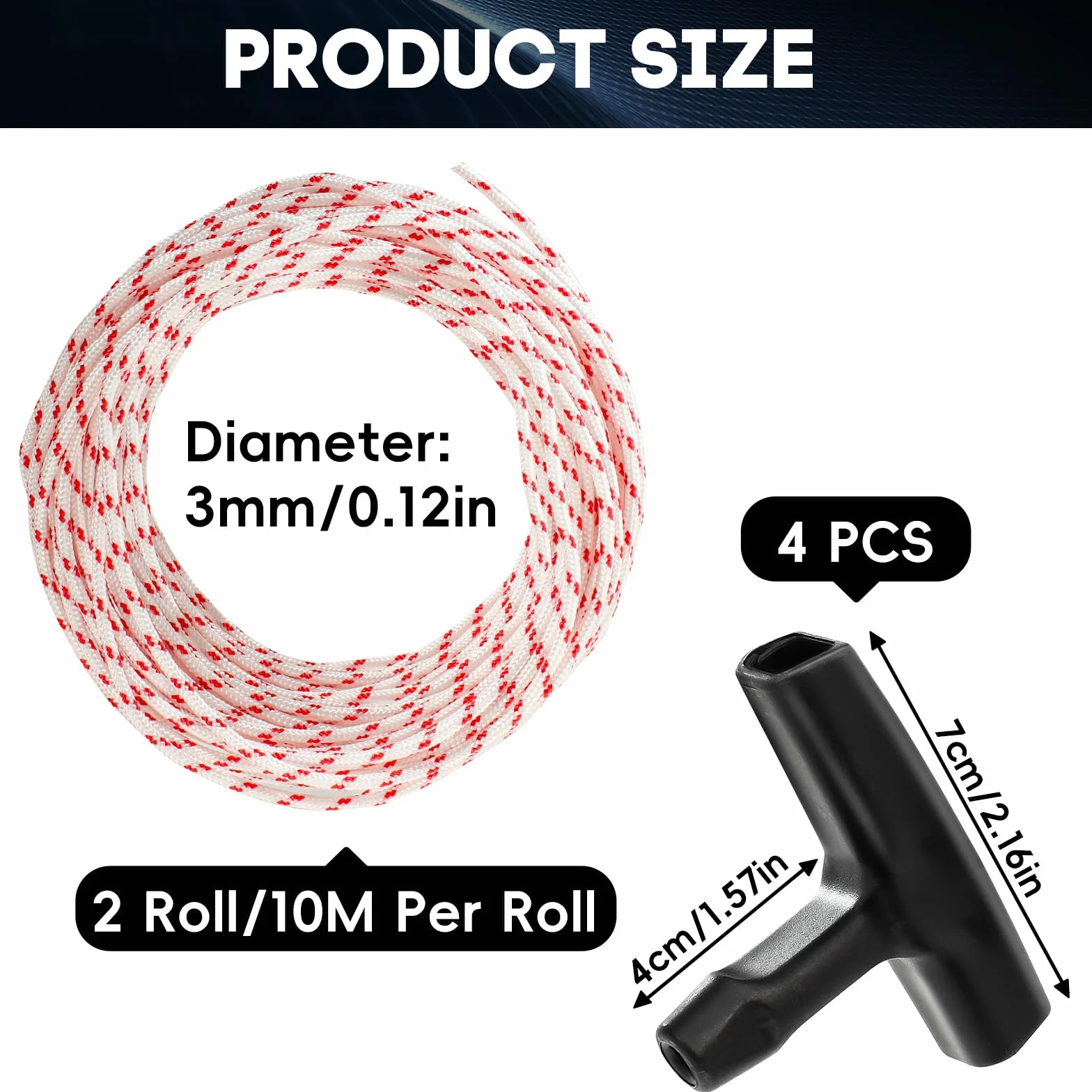 3 mm x 20 m linka startowa z 4 częściami uchwytu startowego do kosiarki, lina startowa z uchwytami do odrzutowca do kosiarki, trymer Edger