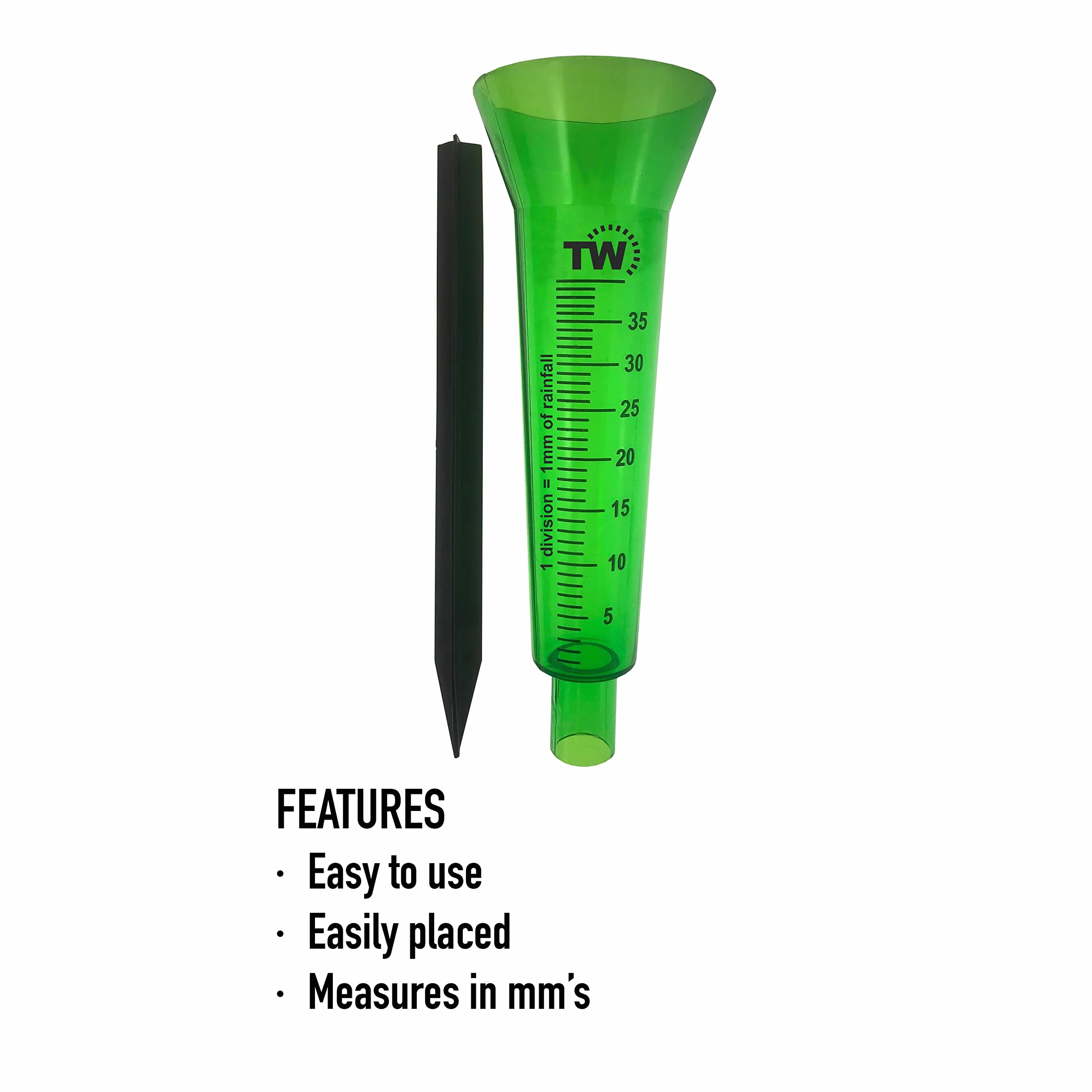 Thermometer World Wskaźnik Deszczu do Ogrodu do Monitorowania Opadów Deszczu – łatwy do odczytania miernik wody i deszczu, idealny do ogrodu, na zewnątrz, trawnik, glebę, poziom wody deszczowej