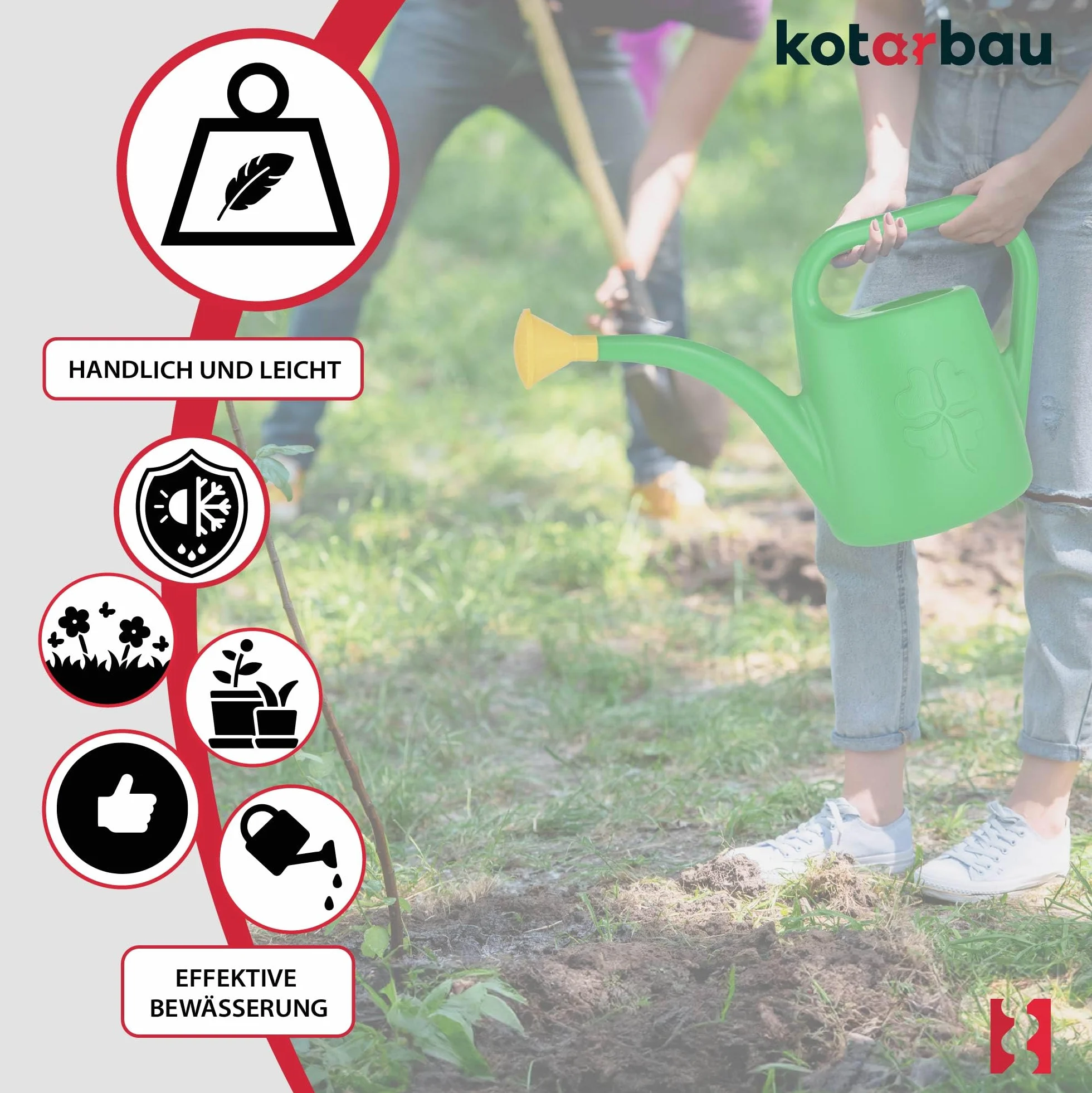 KOTARBAU® Konewka Ogrodowa Plastikowa - 4,5 L - Konewka do Ogrodu z Sitkiem - Podlewanie Roślin - Zielona
