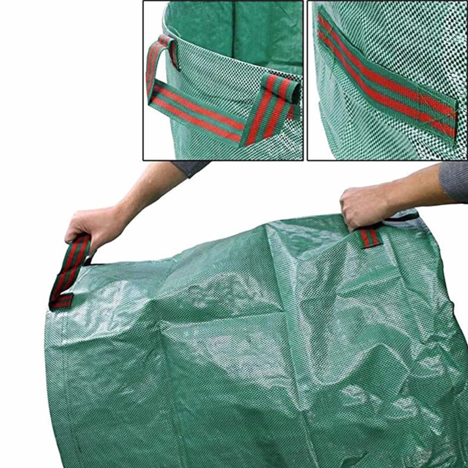 Worek ogrodowy na liście, 60 l, stabilny worek na odpady ogrodowe, worki ogrodowe na odpady ogrodowe, do cięcia trawnika, składane, worki na odpady ogrodowe z uchwytami, wielokrotnego użytku, na