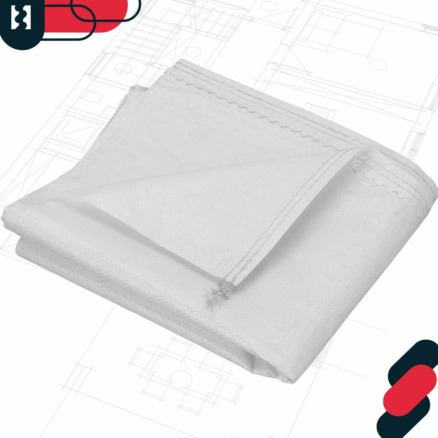 KOTARBAU® Zestaw 20 worków z tkaniny PP 65 x 105 cm 50 kg białe