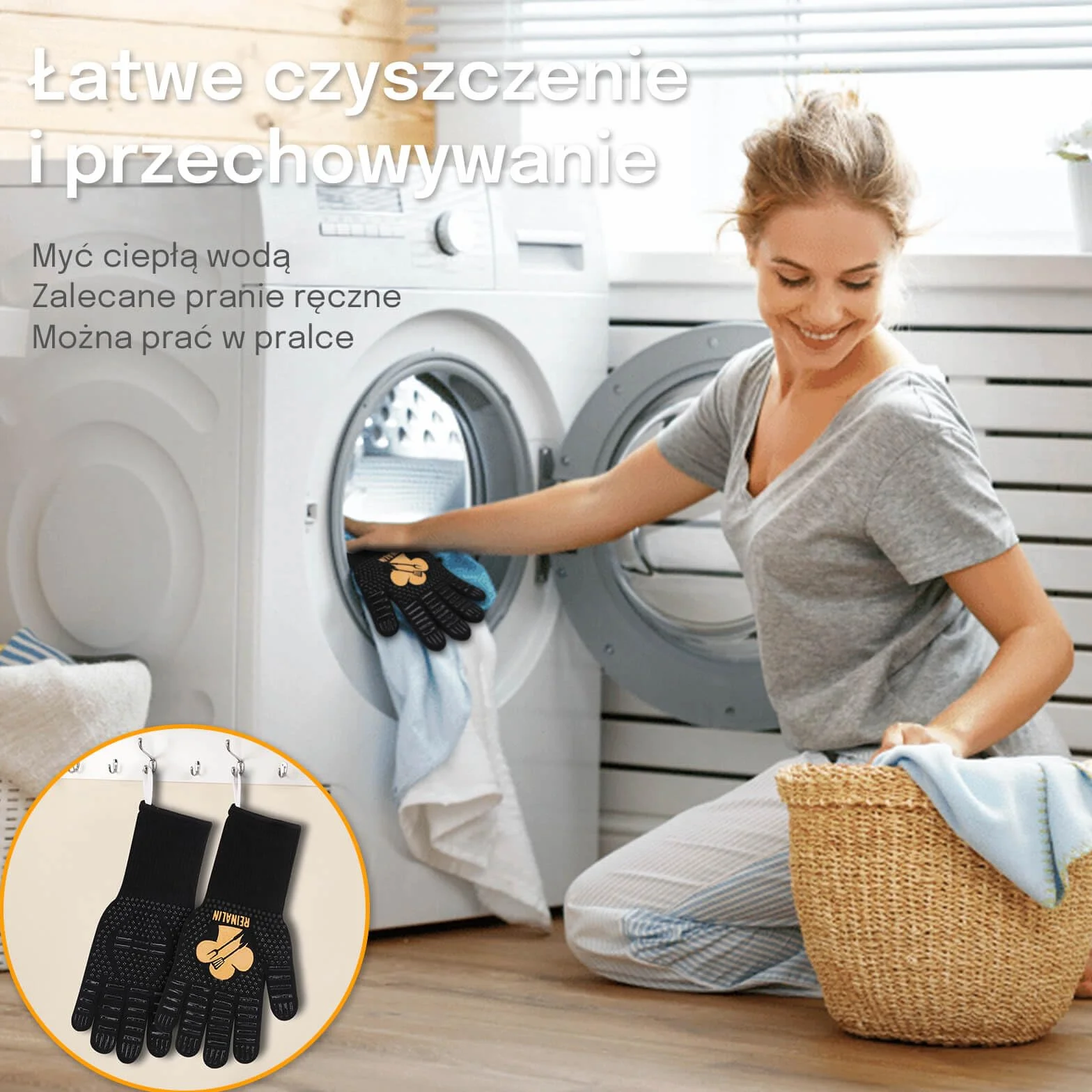 Reinalin Rękawice do Grilla Odporne na Ciepło 500°C, Rękawice do Gotowania, Grillowania, Kuchni (L/XL/XXL, Złoty)