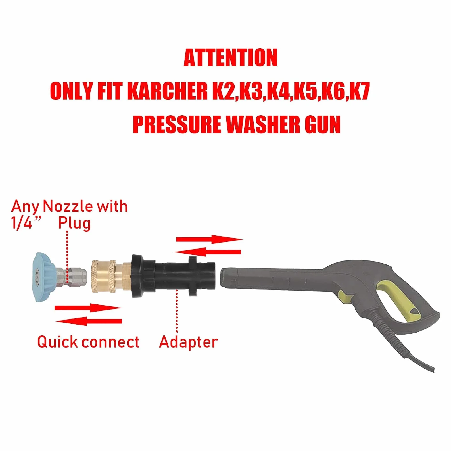 Adapter Wysokociśnieniowego Pistoletu na wodę z Mosiądzu Serii K SLP 1/4 Cala