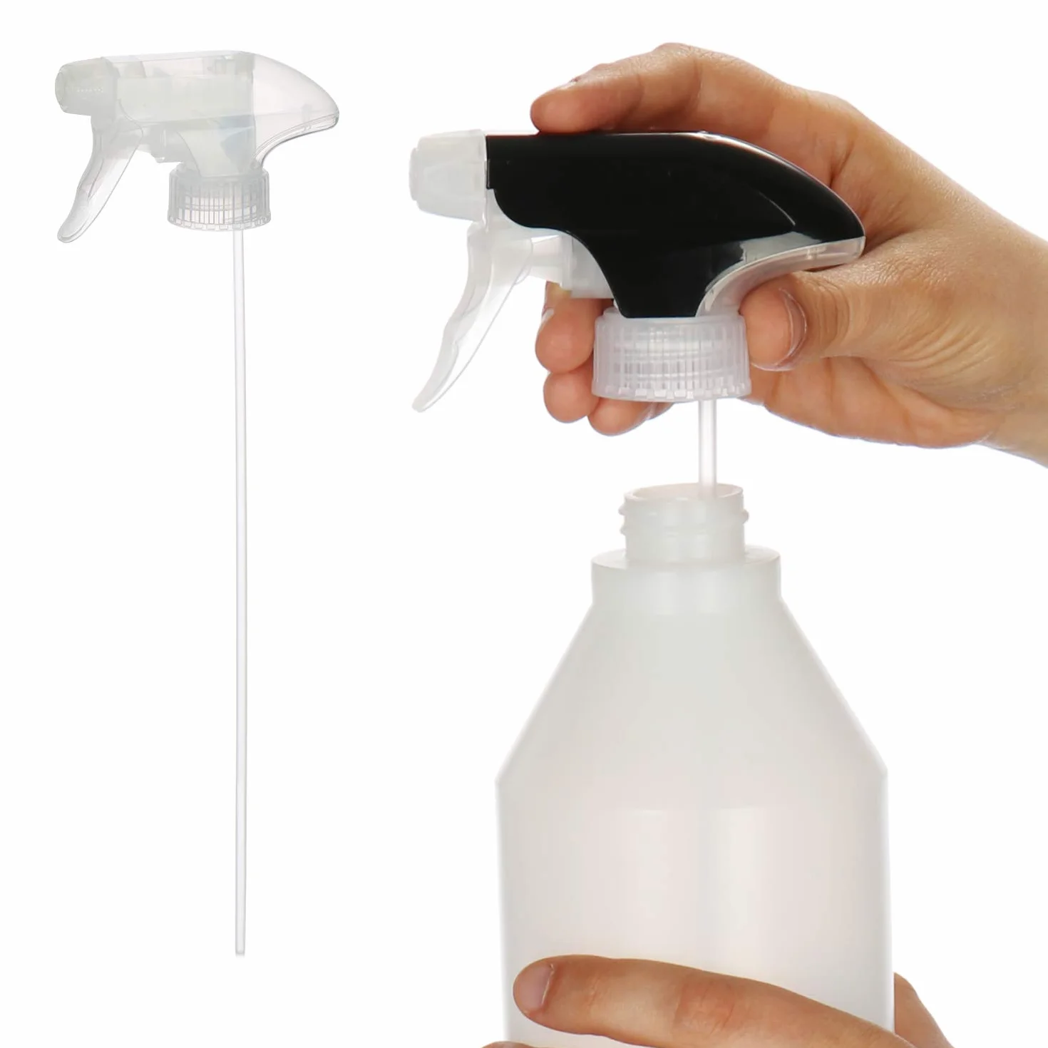COM-FOUR® Nasadka natryskowa 10x do butelek z rozpylaczem - glowica natryskowa wykonana z tworzywa sztucznego z recyklingu - opryskiwacz z gwintem 28/400 (przezroczysty/czarny)