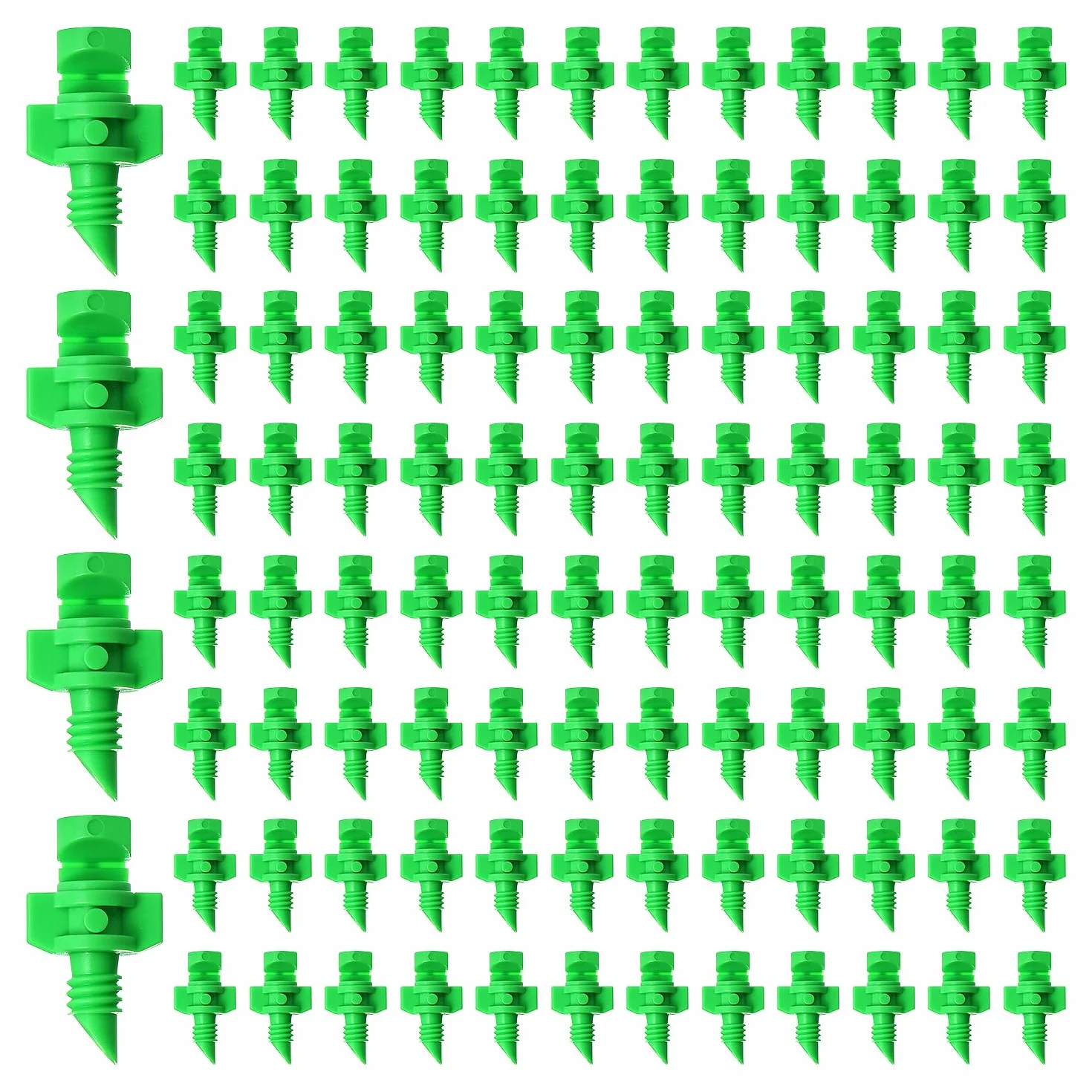 VooGenzek 100 Sztuk Mini Dysze Mikro Opryskiwacze, 180 Stopni Mikro Dysza Mgły Wodnej Zraszacz System Nawadniania, Zraszacz Ogrodowy Dysza Natryskowa, do Hydroponicznego Nawadniania Ogrodu