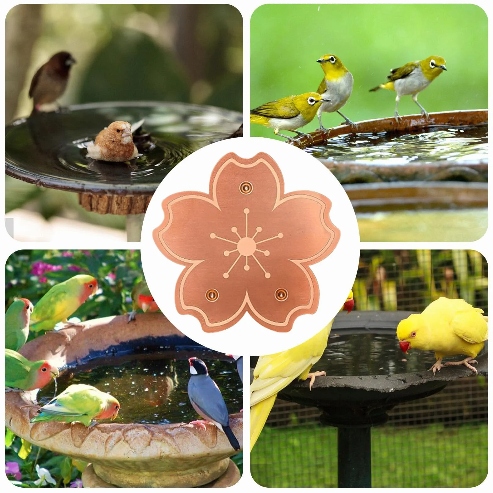Bird Bath Disc, Copper Purification Plate, Birdbath Cleaner with Triple-Point Support for Garden, Yard, Patio, Nature Exhibits, Landscaping, and Park Water Bowl Maintenance