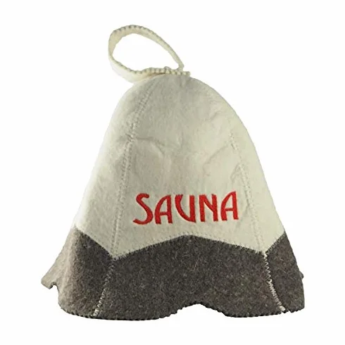Czapka do sauny z haftem SAUNA z filcu (filcowa czapka, czapka do sauny)