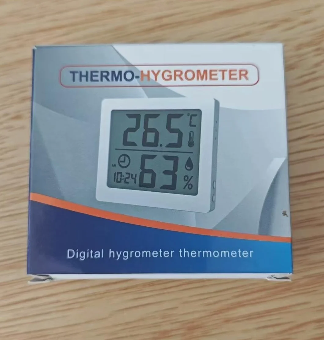 Higrometr wewnętrzny termometr 3,1 cala Duży ekran LCD Monitor temperatury i wilgotności otoczenia Termohigrometr z zegarem (biały)