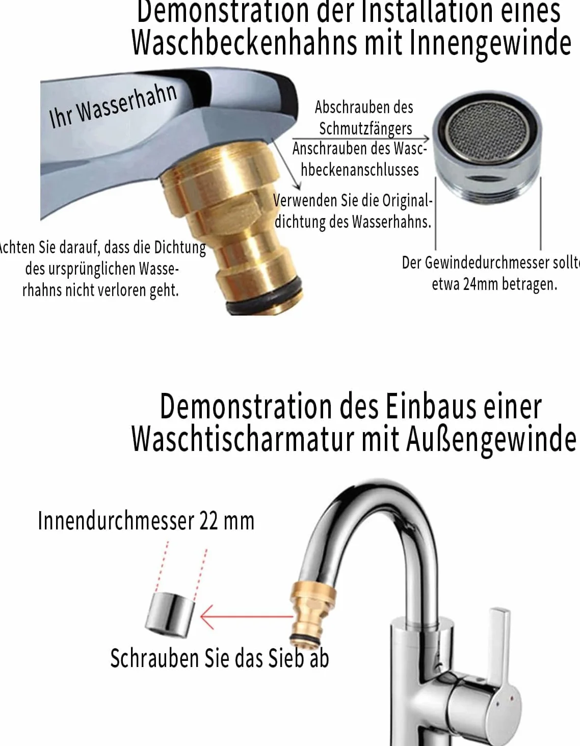 Uniwersalny adapter do kranu mieszającego do węża, adapter kranu, szybkie przyłącze węża ogrodowego