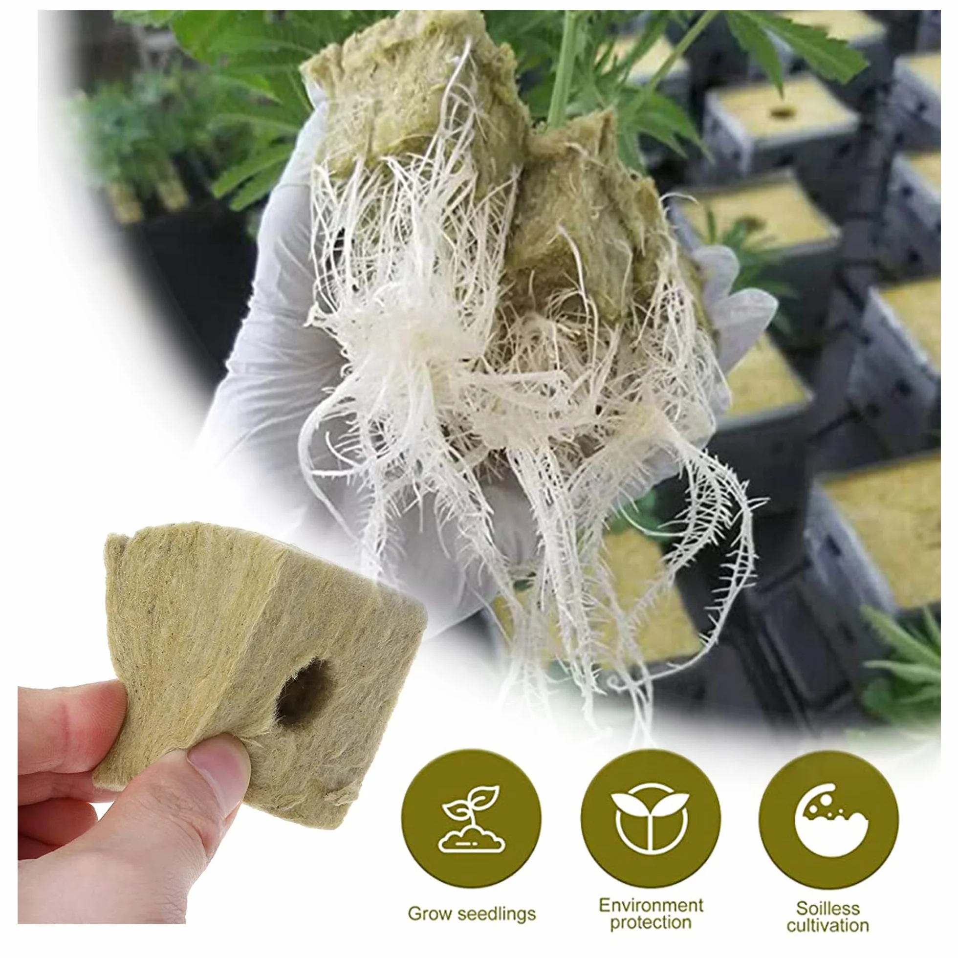 28 Sztuk Mata do Uprawy Rockwool - Kostki Uprawa Liści, Mata Bez Dna do Hydroponiki, Kolonizacji i Przesadzania Sadzonek Warzyw (4 x 4 x 4cm)