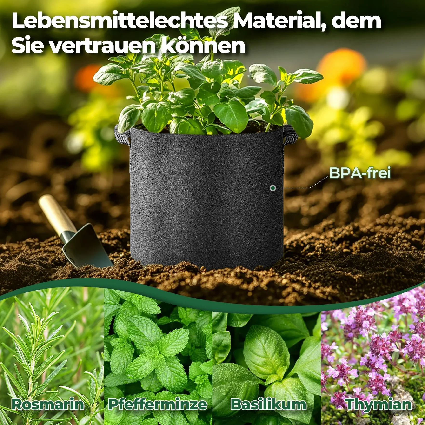 T4U 5 sztuk worków do sadzenia ziemniaków z włókniny 19 l, Ø 30 cm, z uchwytami do noszenia, wielokrotnego użytku, worki na ziemniaki, pomidory, kwiaty (czarny)