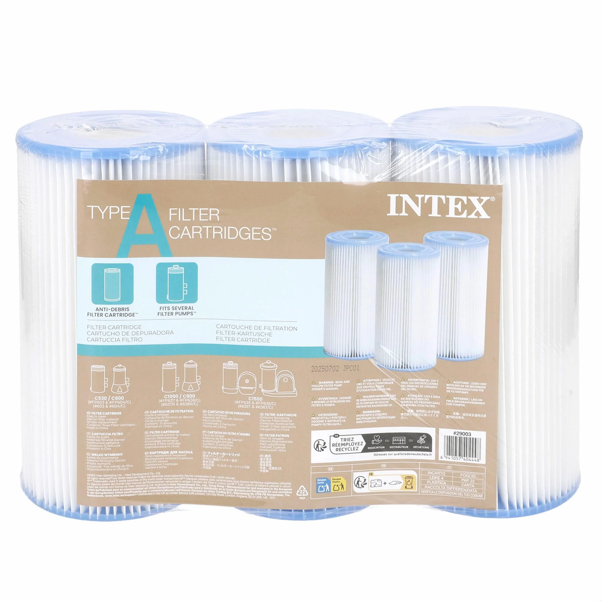 Intex Krystal Clear Pool Basics Wkład Filtrujący, Biały/Niebieski, 3 sztuki