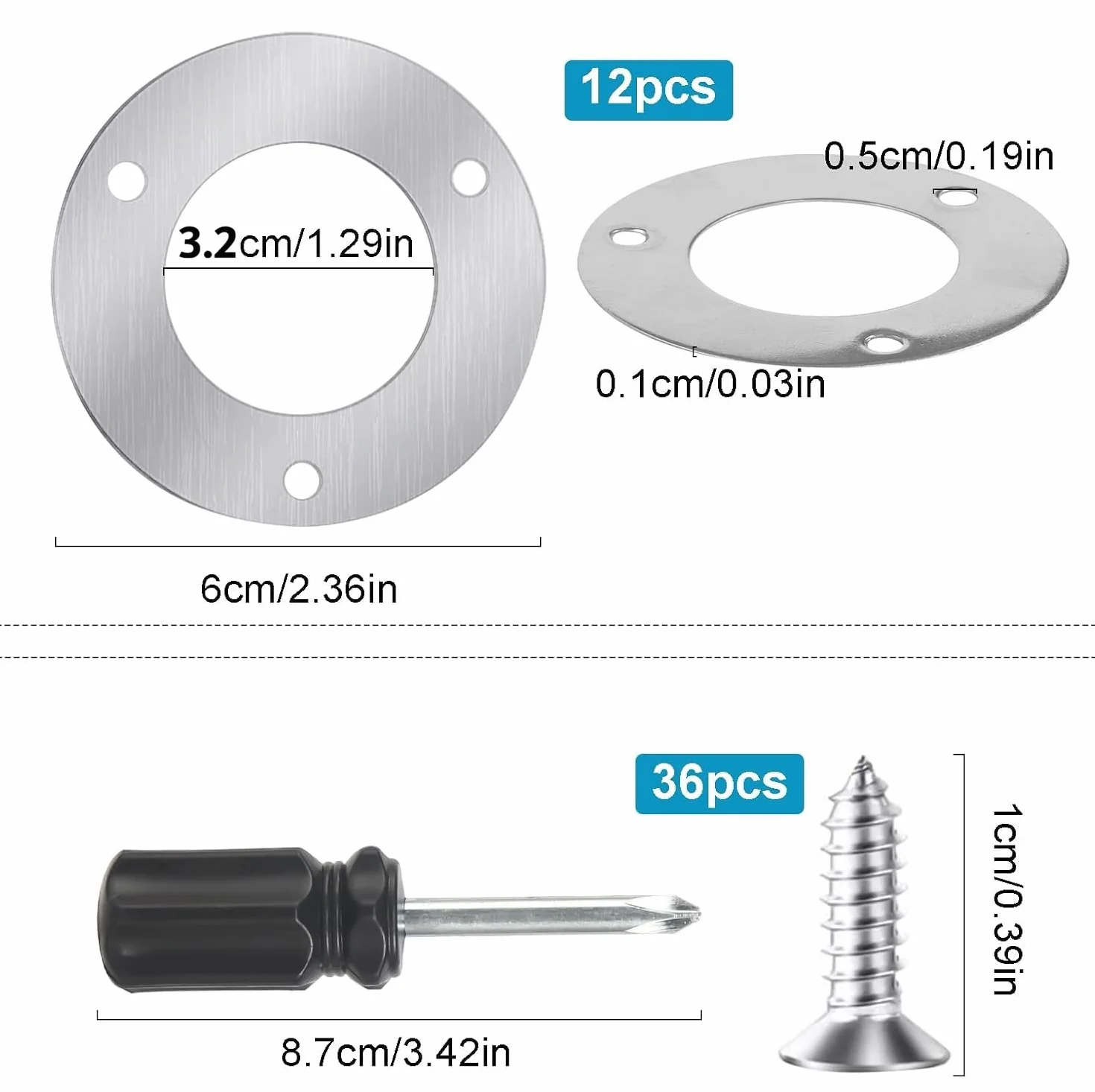 Metalowe płyty ochronne ze stali nierdzewnej 32 mm zestaw 12 sztuk do budki lęgowej