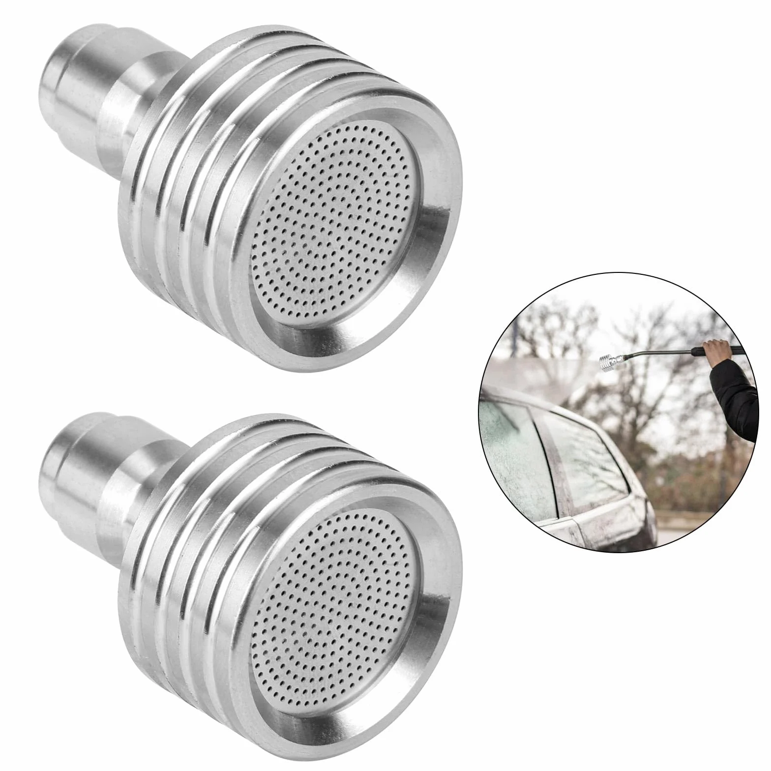 2szt 0,4mm/0,5mm Dysze Myjki Ciśnieniowej, do Pistoletu na Wodę Wysokociśnieniową 1/4 Cala z Szybkim Mocowaniem Akcesoria Myjek Ciśnieniowych do Podlewania Kwiatów Mycia Samochodu (Srebrny)