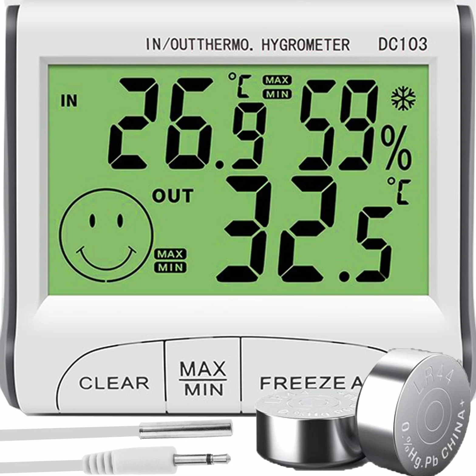 Retoo Termometr z higrometrem wewnątrz, na zewnątrz, z wyświetlaczem LCD, cyfrowy termohigrometr ze wskaźnikiem temperatury, termometr pokojowy, higrometr wewnętrzny, miernik wilgotności powietrza
