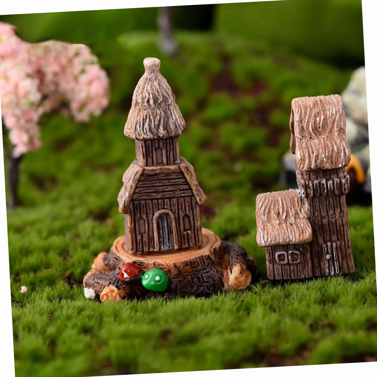 Mipcase Dekoracja Ogrodowa Domek Miniaturowy Domek Wróżek Żywica Dekoracyjna Ozdoba