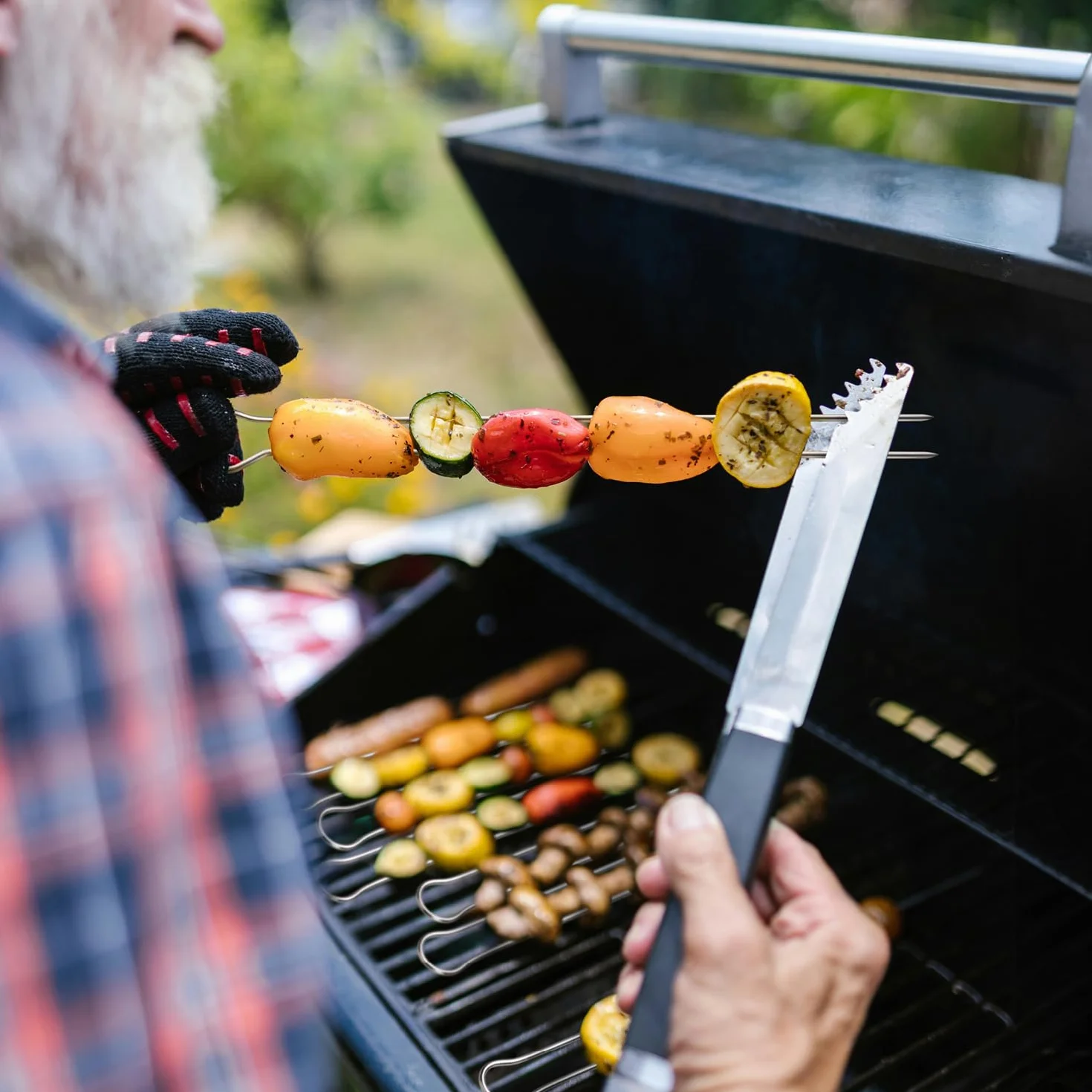 COM-FOUR podwójne szaszłyki grillowe ze stali nierdzewnej 31 cm 10 sztuk